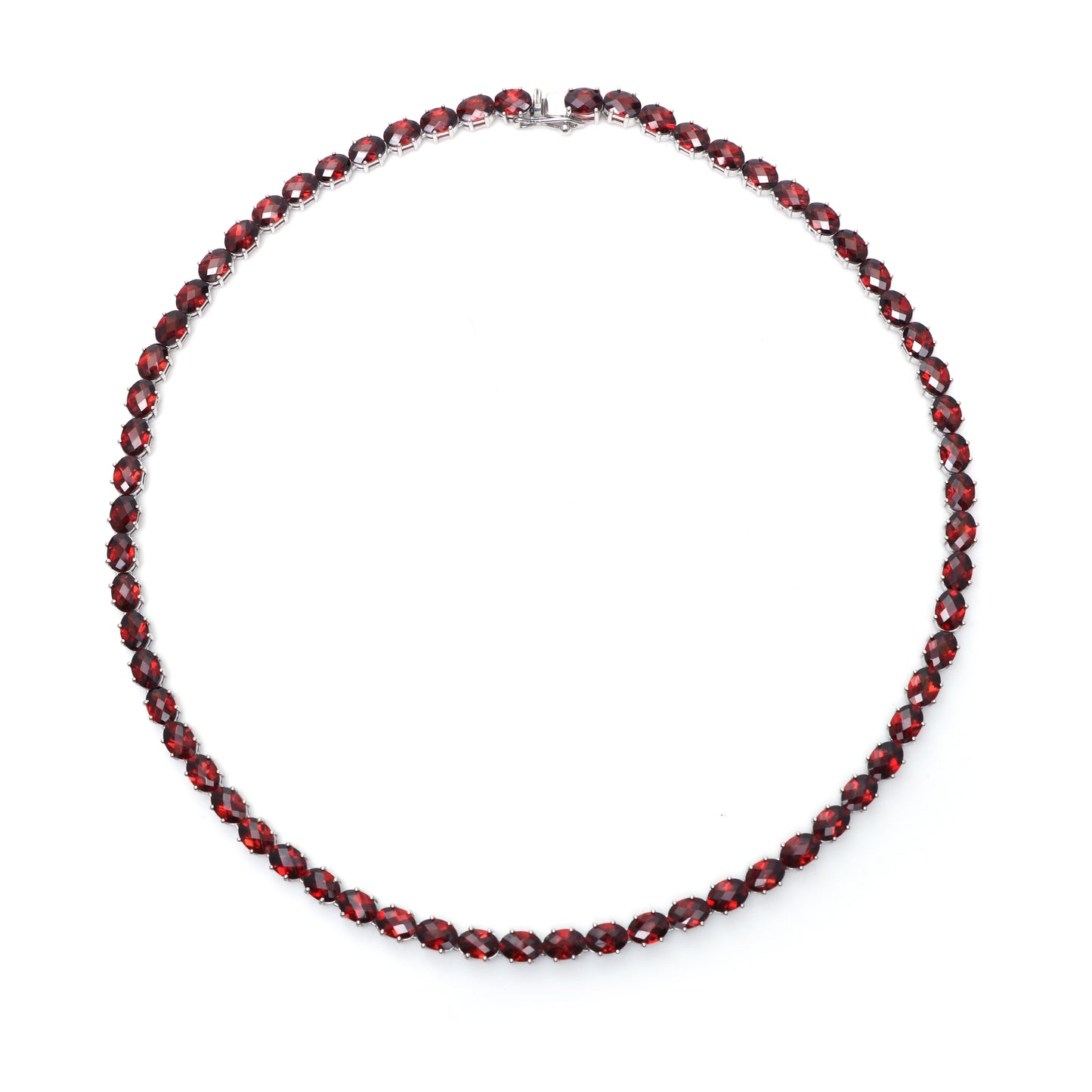 Natural Garnet Oval Cut Gemstone Necklace Set 925 Sterling Silver Necklace Garnet Tennis Necklace with Earrings