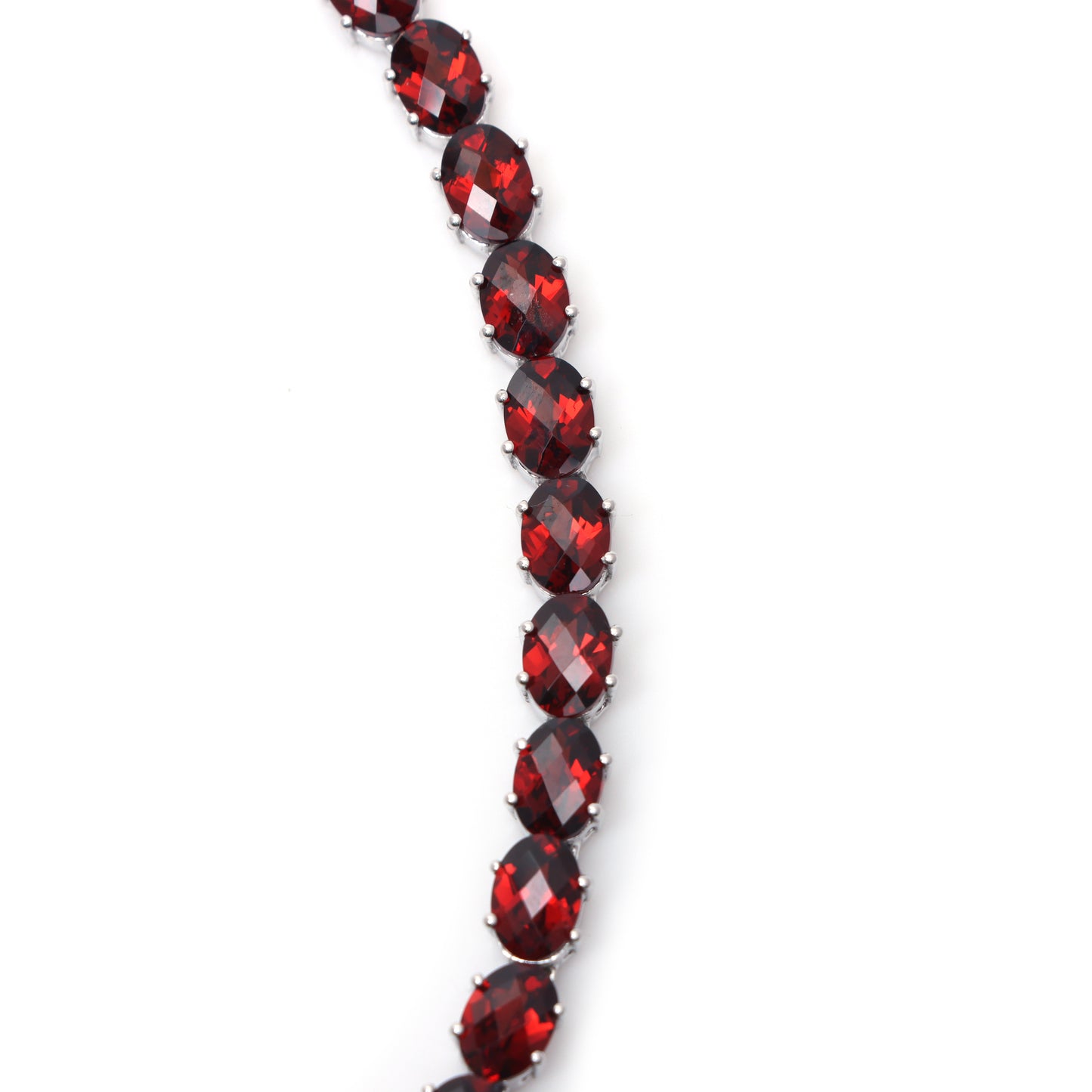 Natural Garnet Oval Cut Gemstone Necklace Set 925 Sterling Silver Necklace Garnet Tennis Necklace with Earrings