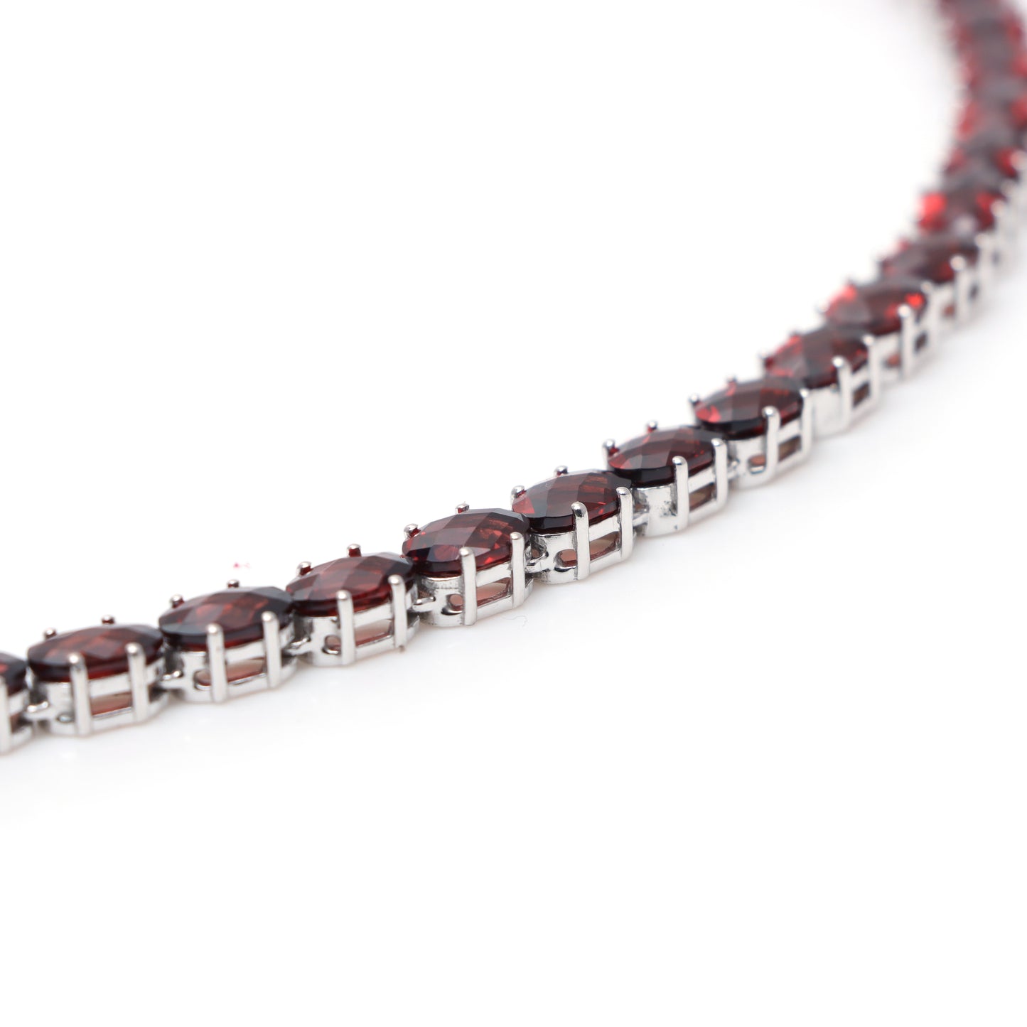 Natural Garnet Oval Cut Gemstone Necklace Set 925 Sterling Silver Necklace Garnet Tennis Necklace with Earrings