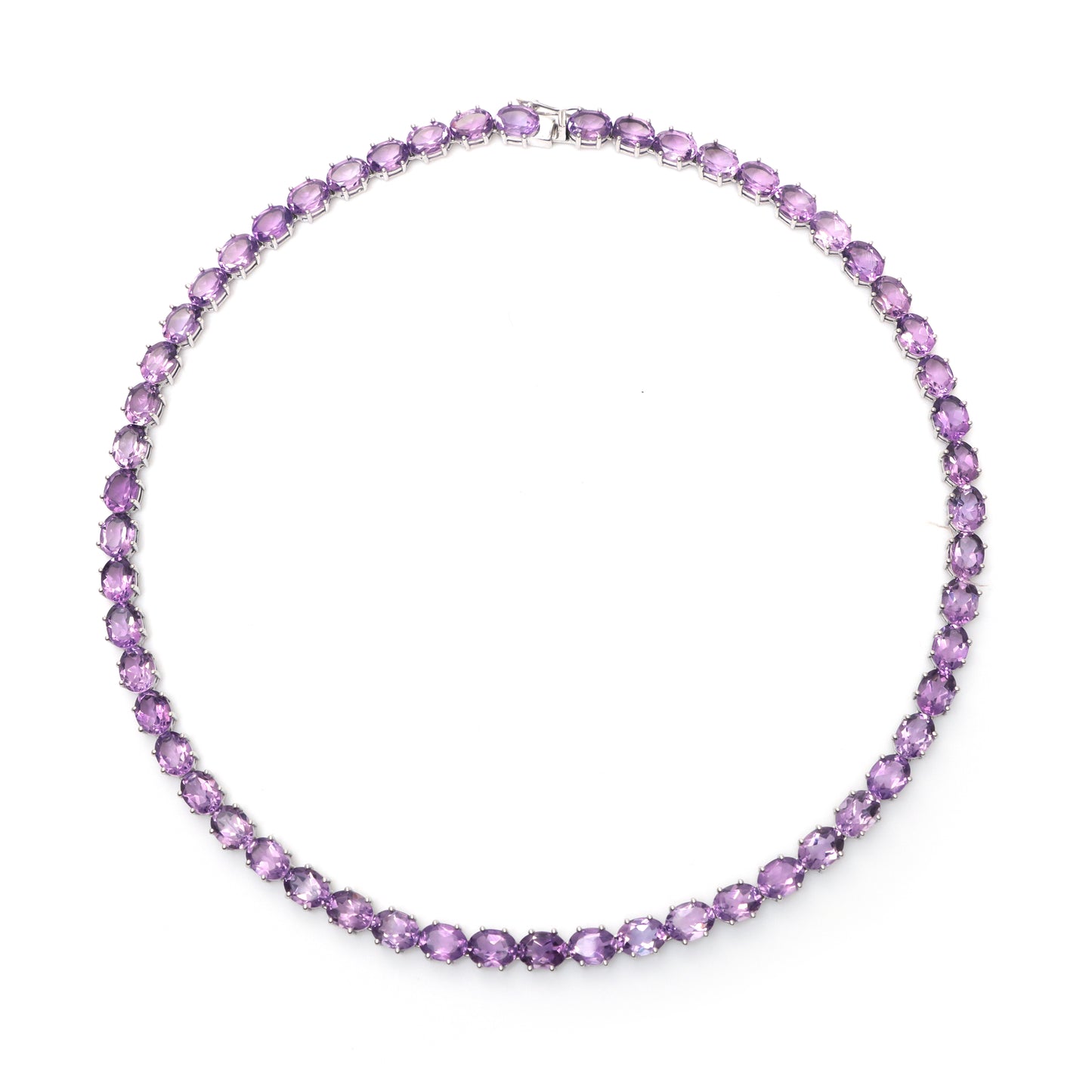 Natural Amethyst Oval Cut Gemstone Necklace Set 925 Sterling Silver Necklace Amethyst Tennis Necklace with Earrings