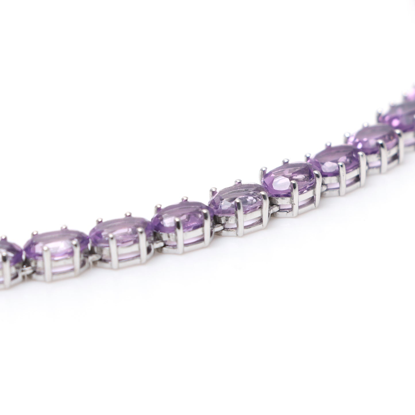 Natural Amethyst Oval Cut Gemstone Necklace Set 925 Sterling Silver Necklace Amethyst Tennis Necklace with Earrings