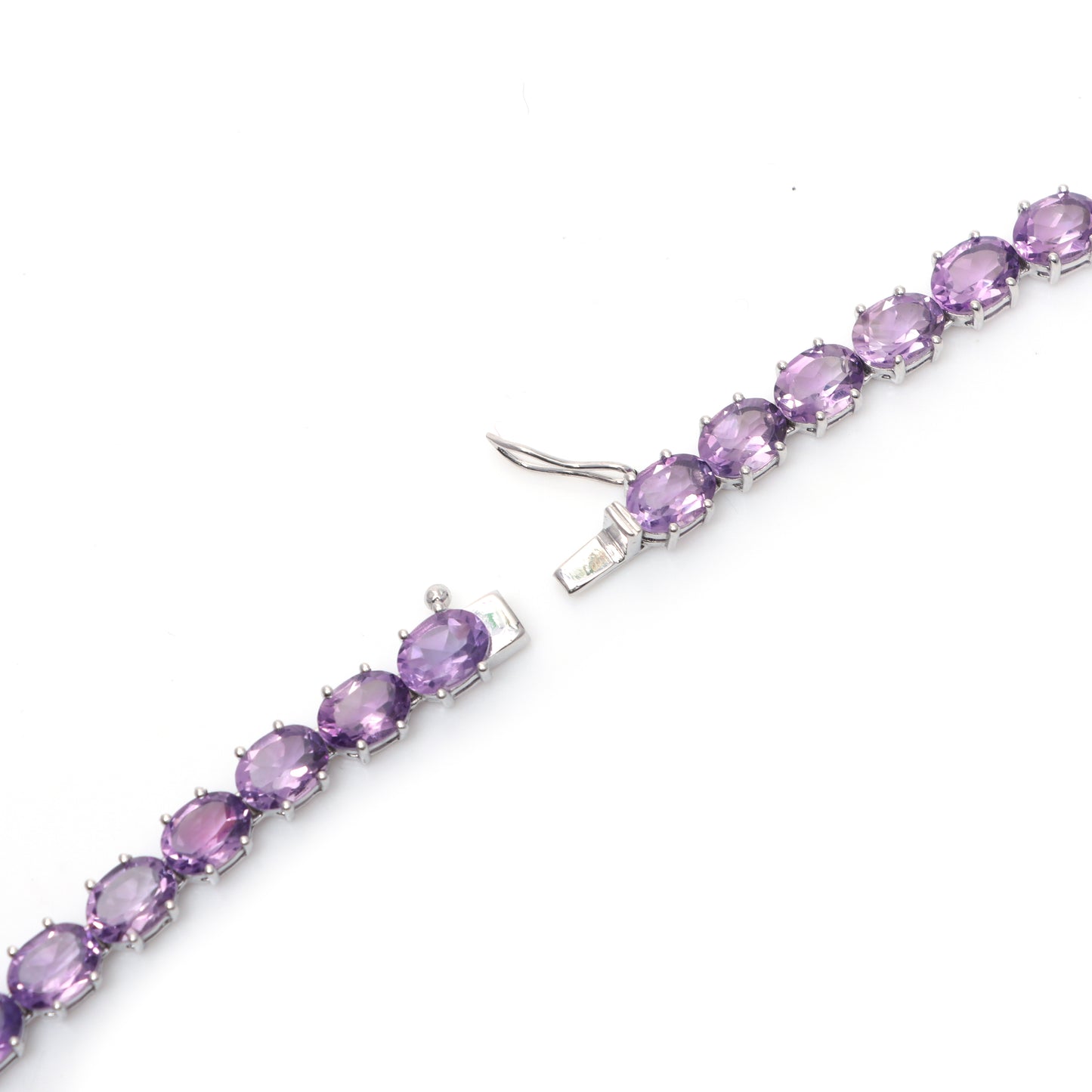 Natural Amethyst Oval Cut Gemstone Necklace Set 925 Sterling Silver Necklace Amethyst Tennis Necklace with Earrings