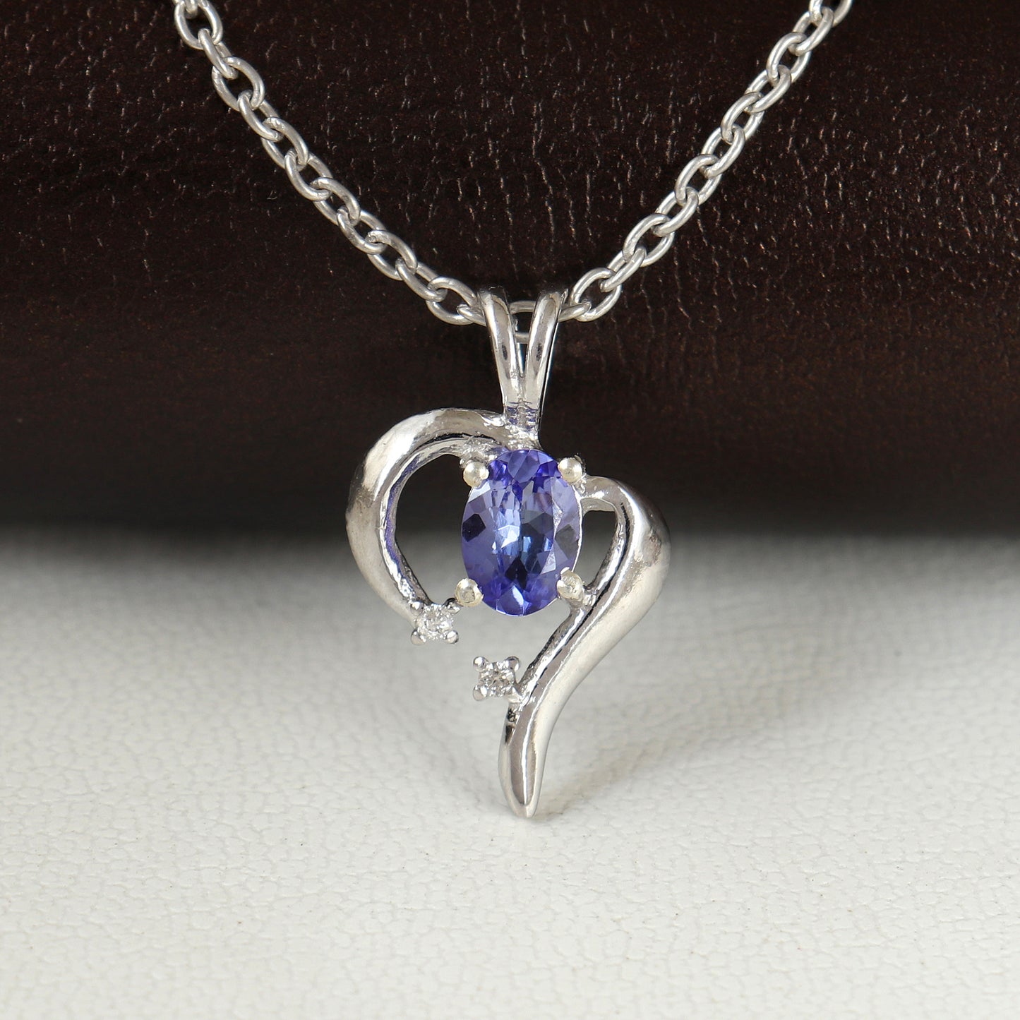 Natural Tanzanite Pendant-925 Sterling Silver Pendant-December Birthstone Pendant-Diamond Pendant-Tanzanite Necklace-Chain Pendant for Gift