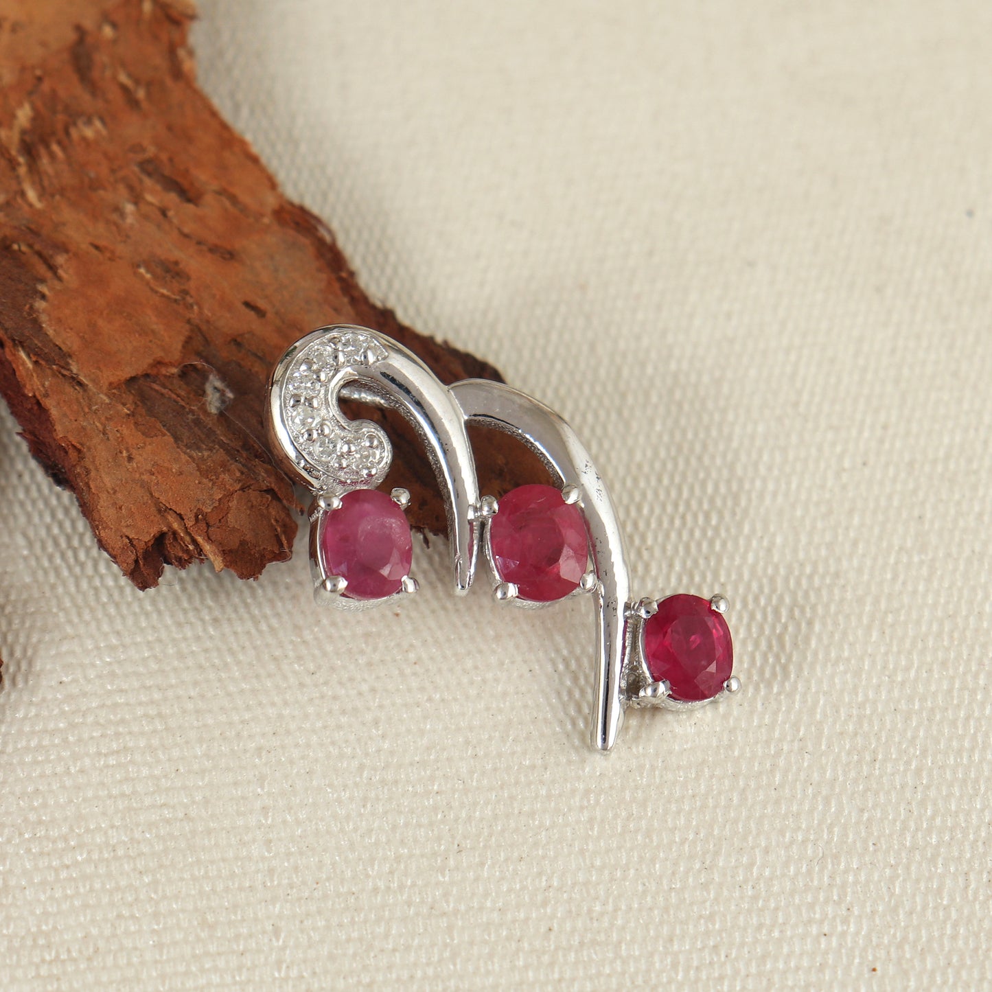 Natural Ruby Pendant-925 Sterling Silver Chain Pendant-Diamond Pendant-Real Ruby Pendant-July Birthstone-Oval Gemstone Pendant-Gift for Her