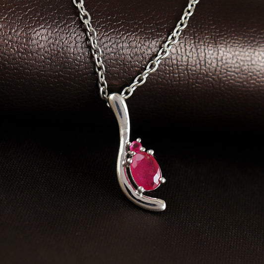 Natural Ruby Pendant-Dainty Ruby Pendant-July Birthstone Pendant-Ruby Pendant Necklace-Chain Pendant-925 Sterling Silver Designer Pendant