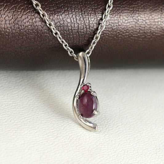Natural Star Ruby Pendant-925 Sterling Silver Designer Pendant-Tiny Ruby Pendant-July Birthstone Pendant-Ruby Pendant Necklace-Chain Pendant