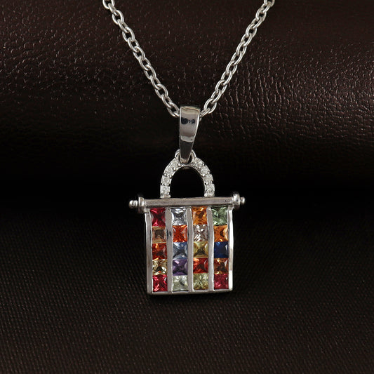 Multi Sapphire Book Pendant-925 Sterling Silver-Tiny Sapphire Pendant-September Birthstone-Multi Stone Pendant-Christmas Gift for Women