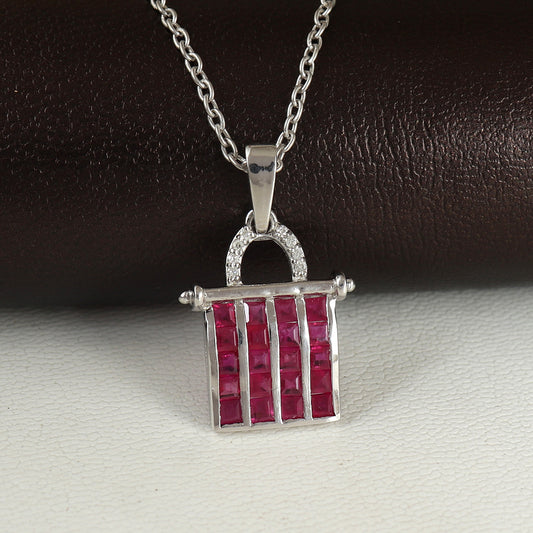 Natural Ruby Pendant-925 Sterling Silver Chain Pendant-Ruby Diamond Pendant-July Birthstone Pendant-7x5mm Oval Cut Gemstone Pendant for Gift (Copy)