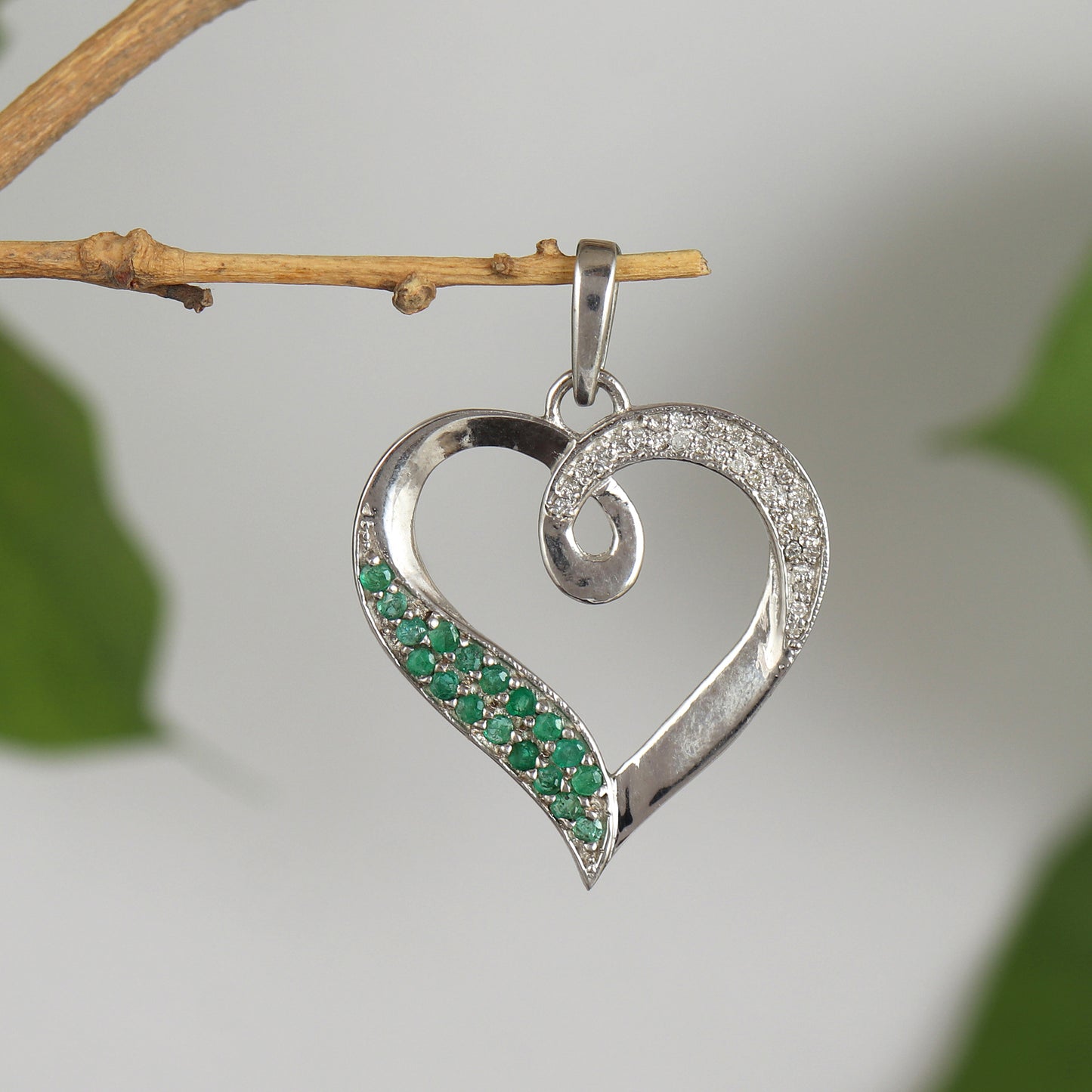 Emerald Pendant Necklace-925 Sterling Silver Emerald Pendant-May Birthstone Pendant-Zambian Emerald Pendant-Round Emerald Pendant for Her