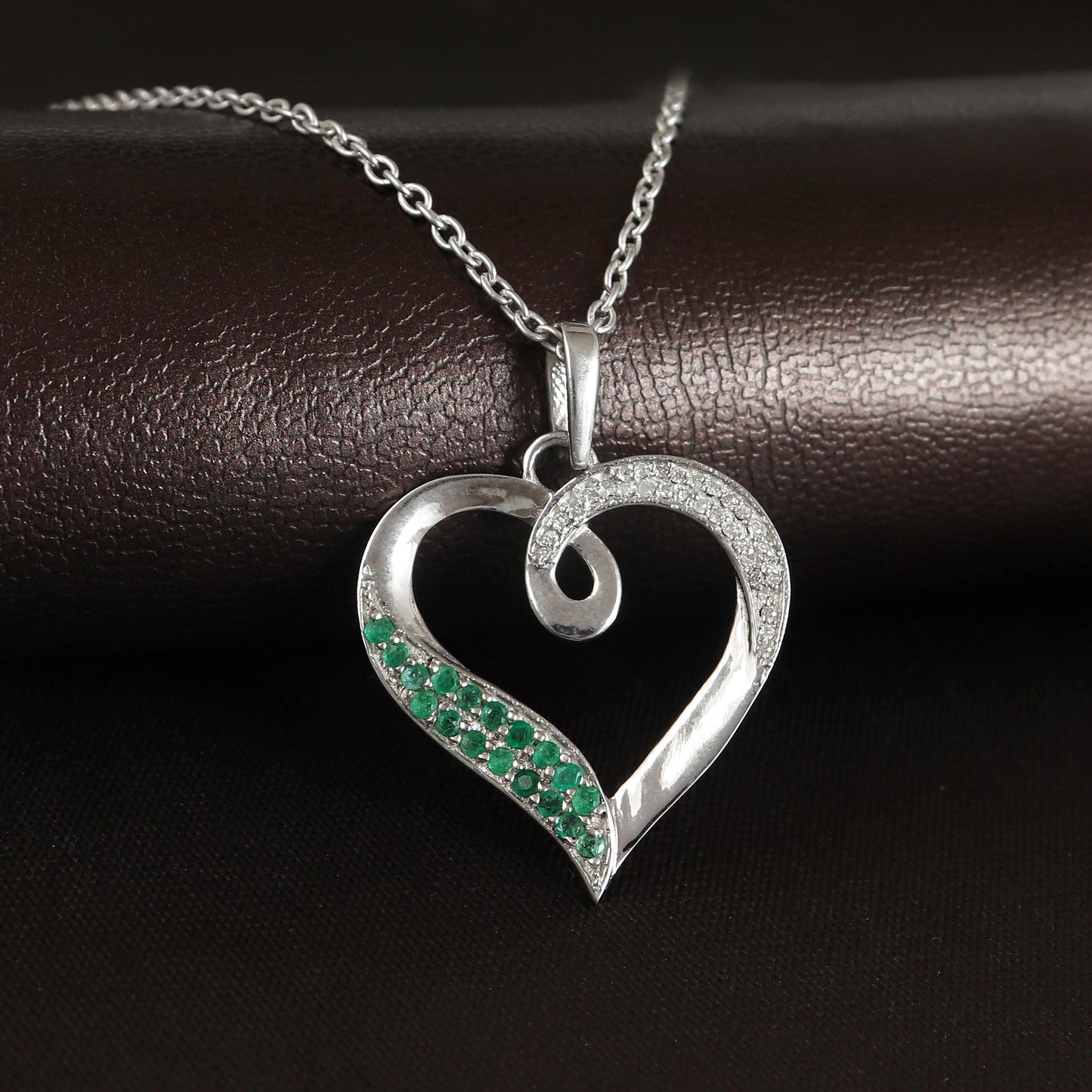 Emerald Pendant Necklace-925 Sterling Silver Emerald Pendant-May Birthstone Pendant-Zambian Emerald Pendant-Round Emerald Pendant for Her