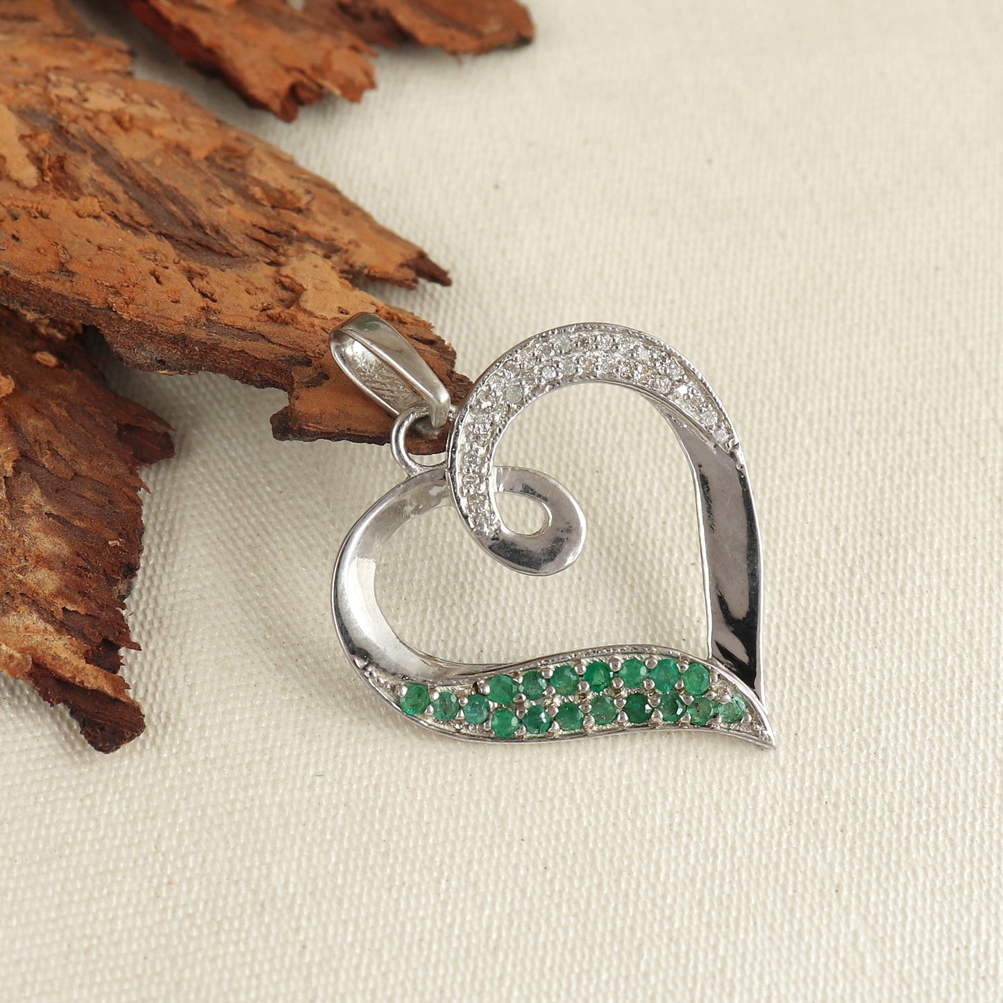 Emerald Pendant Necklace-925 Sterling Silver Emerald Pendant-May Birthstone Pendant-Zambian Emerald Pendant-Round Emerald Pendant for Her