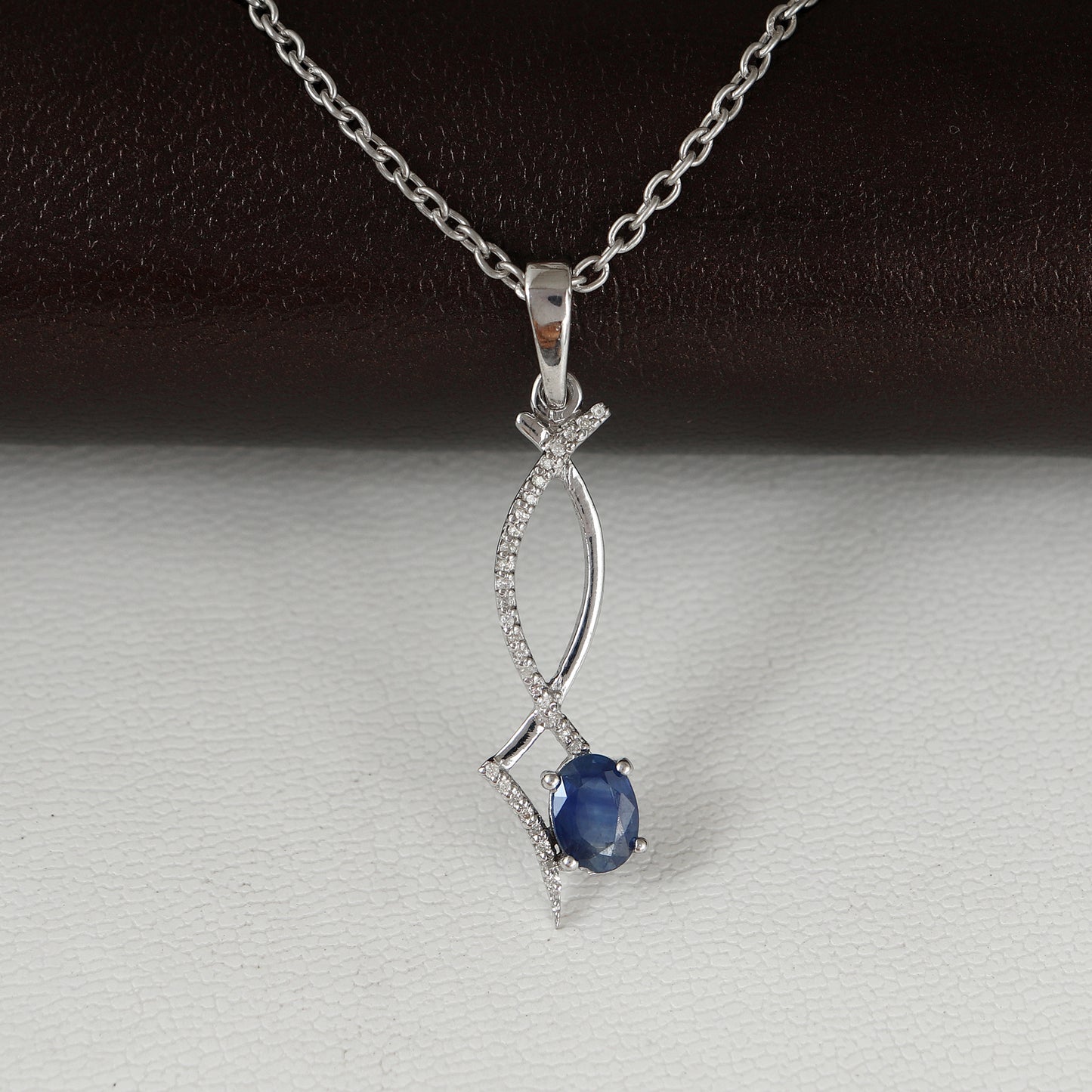 Natural Blue Sapphire Pendant-925 Sterling Silver Pendant-Oval Cut Gemstone Pendant-Diamond Pendant-Handmade Pendant-Christmas Gift for Her
