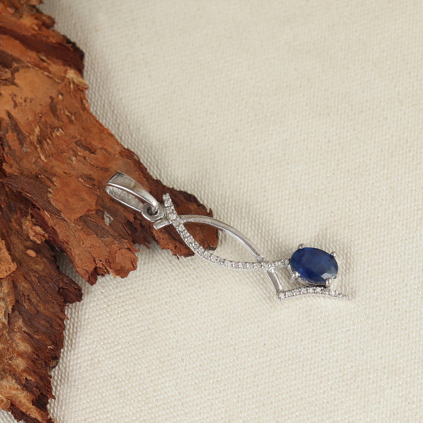 Natural Blue Sapphire Pendant-925 Sterling Silver Pendant-Oval Cut Gemstone Pendant-Diamond Pendant-Handmade Pendant-Christmas Gift for Her