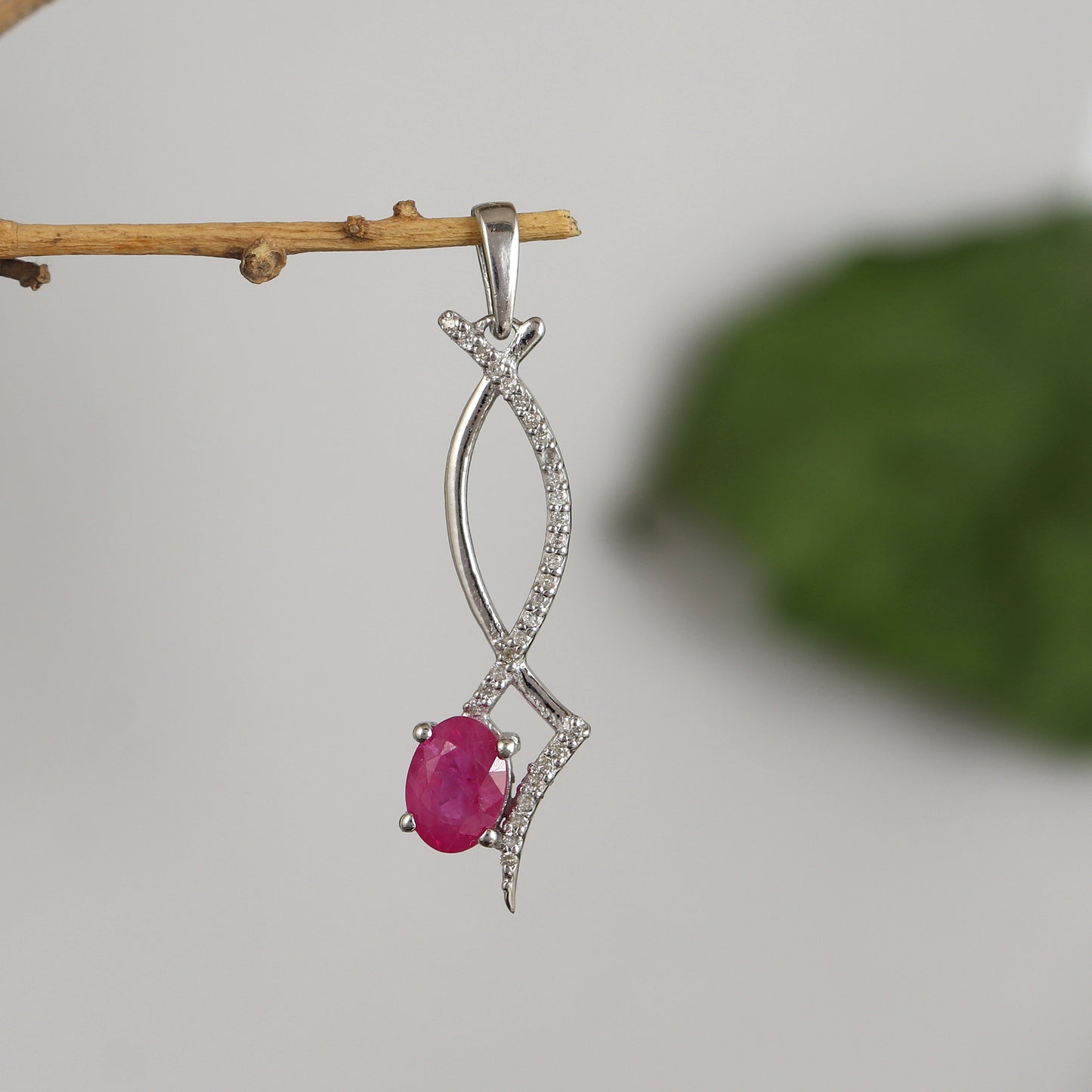 Natural Ruby Oval Cut Gemstone Pendant-925 Sterling Silver Pendant-July Birthstone Pendant-Diamond Pendant-Ruby Jewelry-Wedding Gift for Her