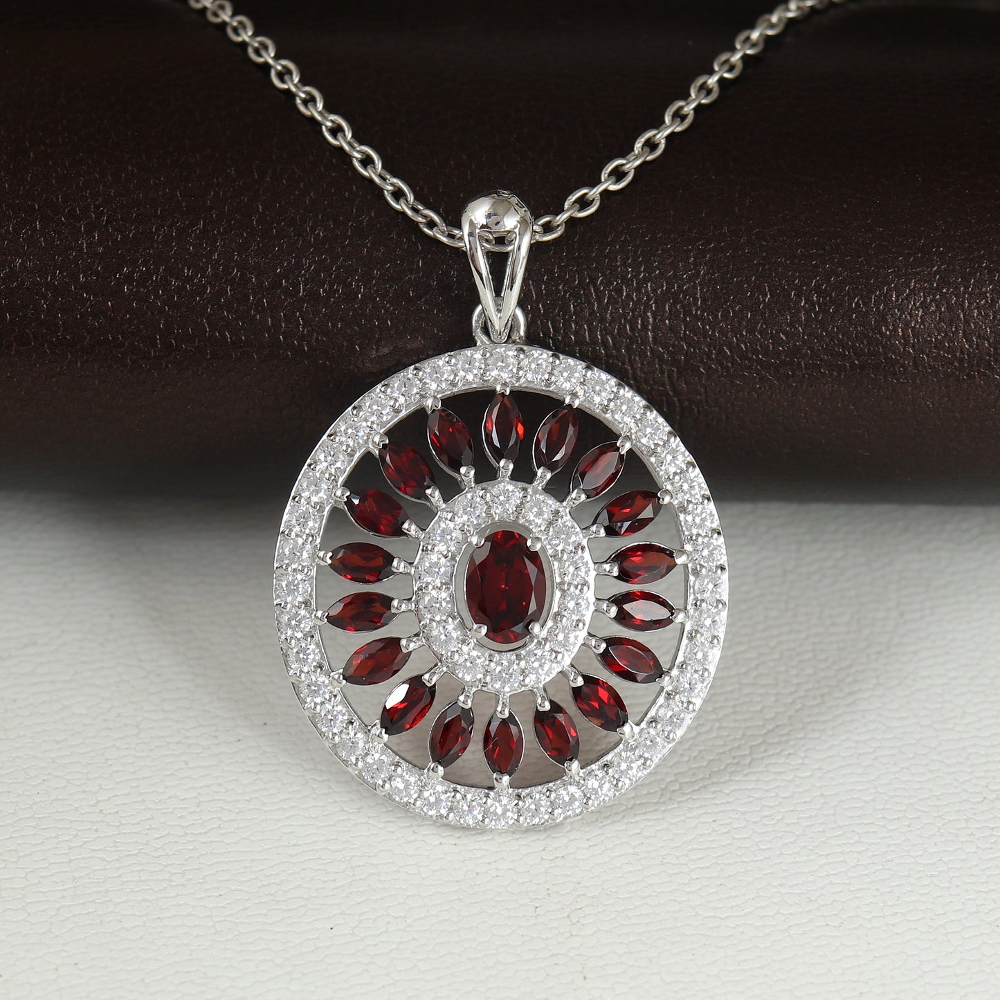 Natural Garnet Pendant-925 Sterling Silver Pendant-Garnet Cluster Pendant-Garnet Jewelry-January Birthstone Pendant-Chain Pendant for Gift