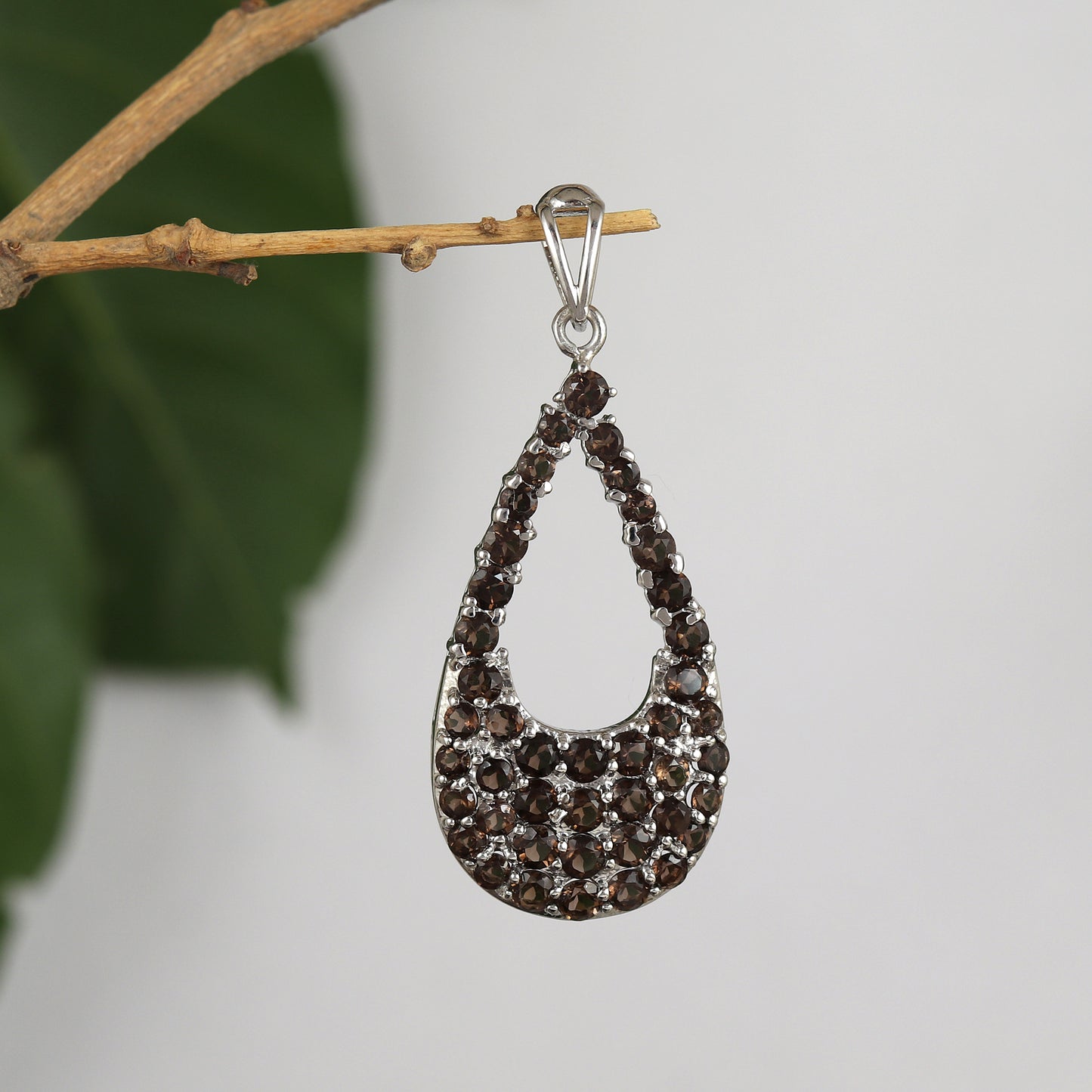 Natural Smoky Quartz Pendant Necklace-925 Sterling Silver Pendant-Oval Gemstone Pendant-Handmade Pendant-Silver Chain Pendant-Gift for Her