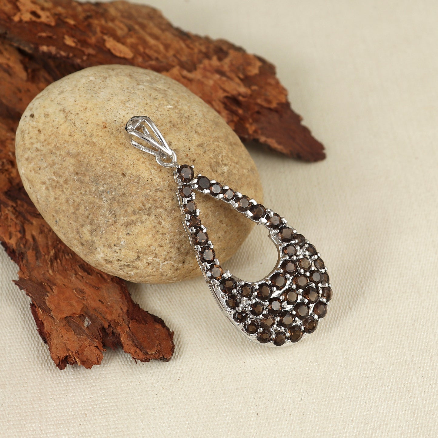 Natural Smoky Quartz Pendant Necklace-925 Sterling Silver Pendant-Oval Gemstone Pendant-Handmade Pendant-Silver Chain Pendant-Gift for Her