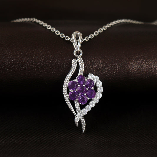Amethyst Pendant-925 Sterling Silver Necklace-February Birthstone-Amethyst Jewelry-Antique Pendant-Vintage Pendant-Anniversary Gift for Her