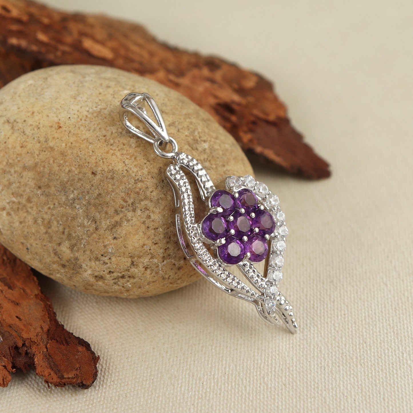 Amethyst Pendant-925 Sterling Silver Necklace-February Birthstone-Amethyst Jewelry-Antique Pendant-Vintage Pendant-Anniversary Gift for Her