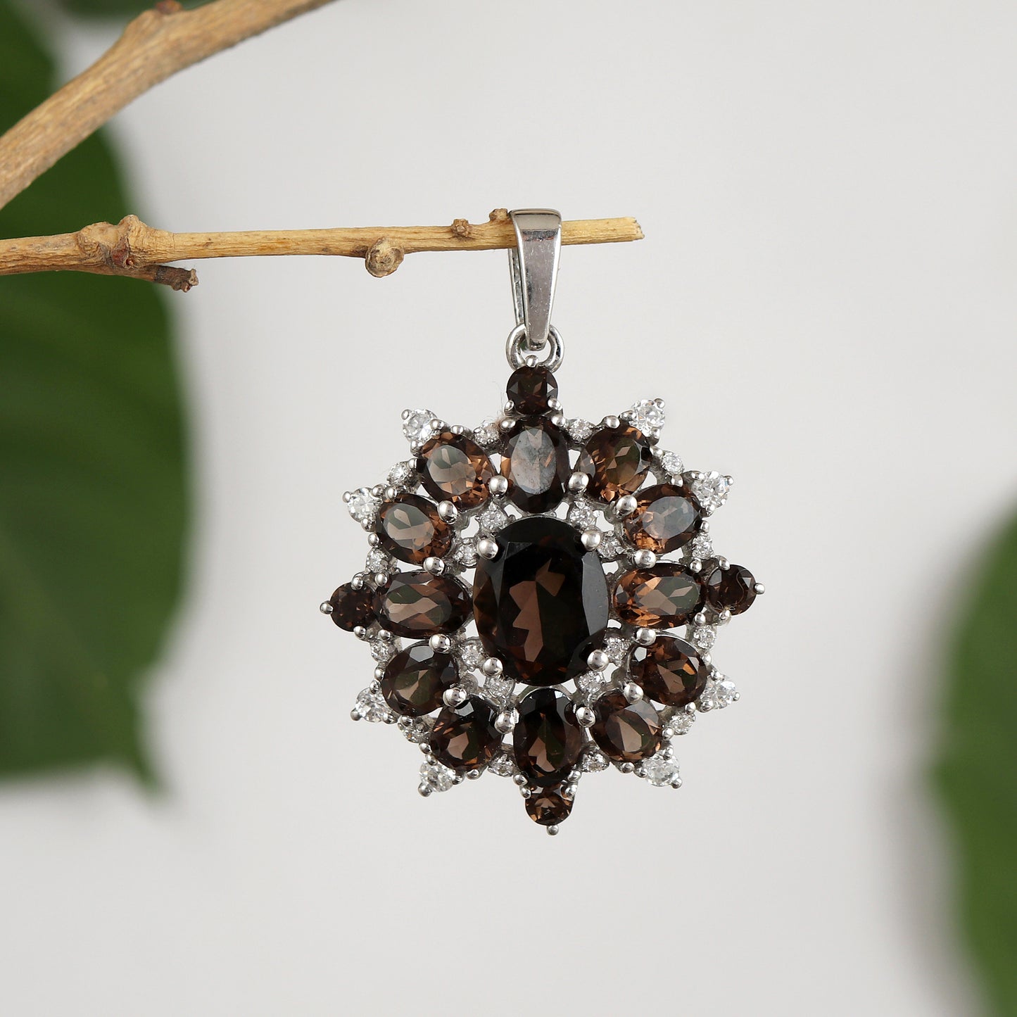 Smoky Quartz Gemstone Pendant-925 Sterling Silver Chain Pendant-November Birthstone Pendant-Handmade Pendant-Silver Chain Pendant for Her