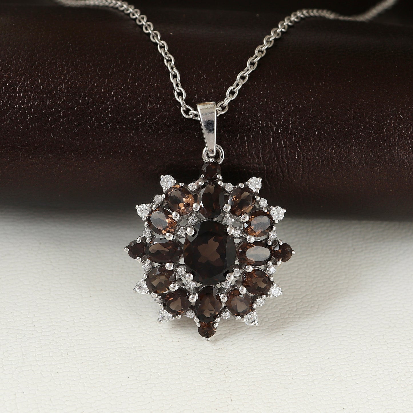 Smoky Quartz Gemstone Pendant-925 Sterling Silver Chain Pendant-November Birthstone Pendant-Handmade Pendant-Silver Chain Pendant for Her