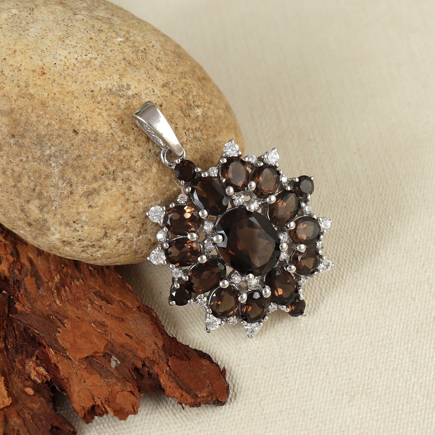 Smoky Quartz Gemstone Pendant-925 Sterling Silver Chain Pendant-November Birthstone Pendant-Handmade Pendant-Silver Chain Pendant for Her