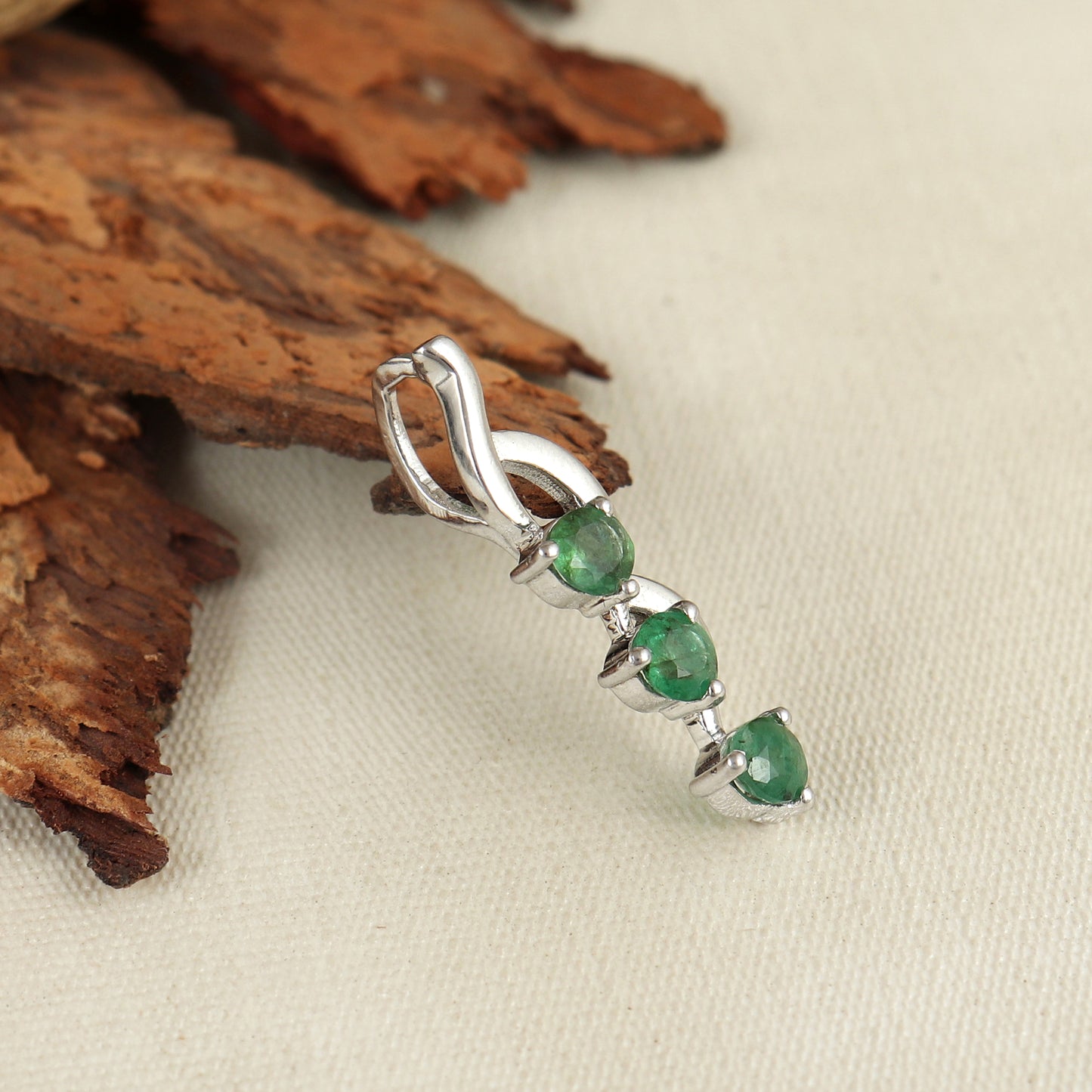 Emerald Pendant Necklace-925 Sterling Silver Emerald Pendant-May Birthstone Pendant-Zambian Emerald Pendant-Round Emerald Pendant for Gift