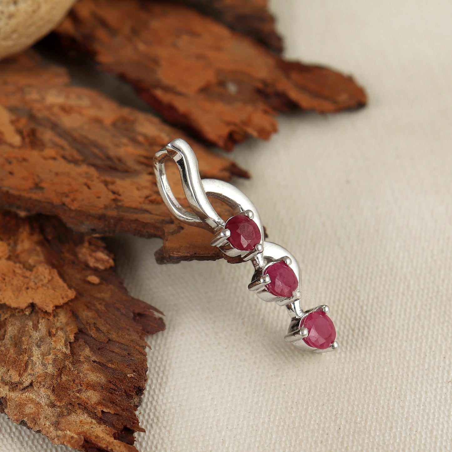 Natural Ruby Round Cut Gemstone Pendant-925 Sterling Silver Pendant-July Birthstone Pendant-Anniversary Gift-Chain Pendant Gift for Her