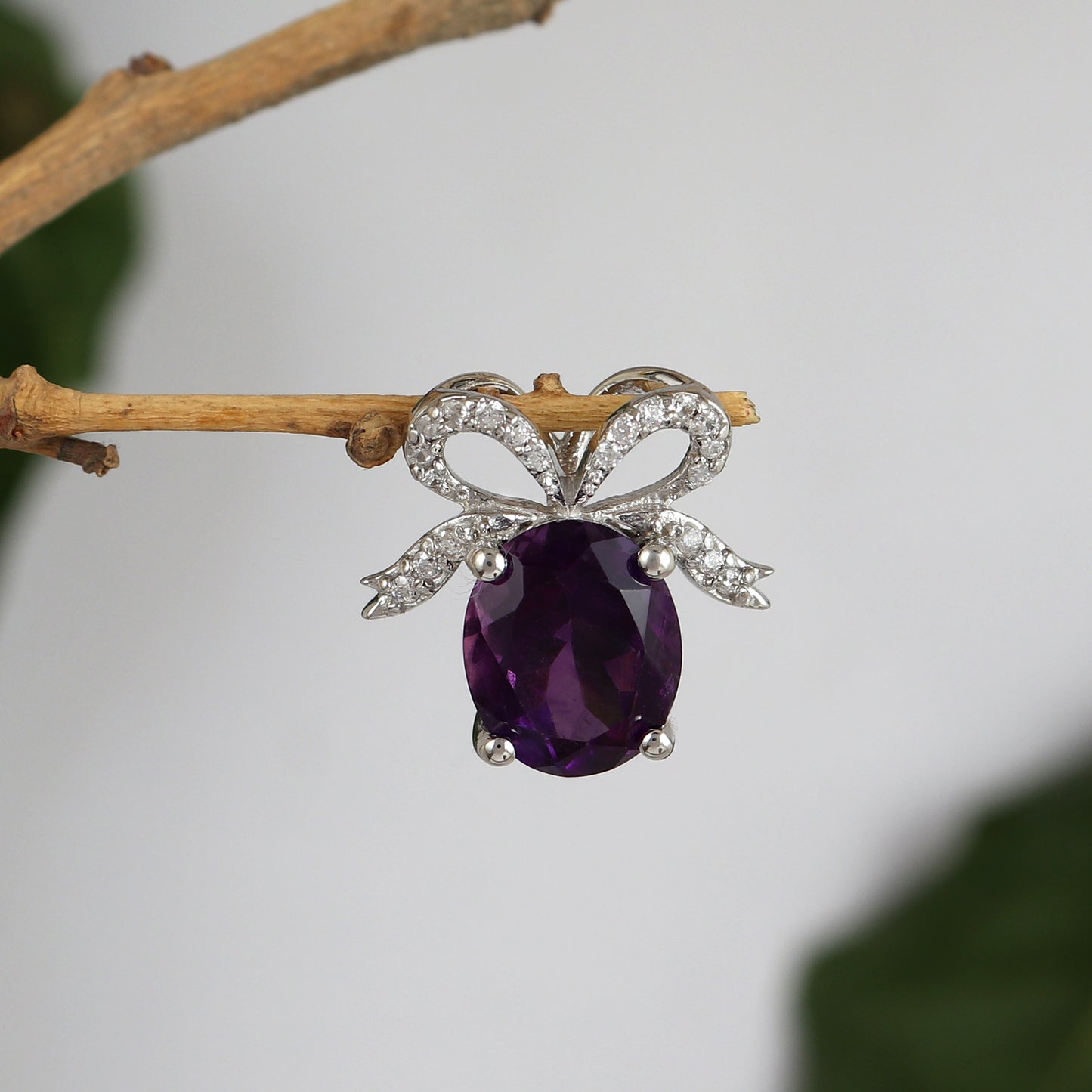 Natural Amethyst Pendant-925 Sterling Silver Chain Pendant-February Birthstone Pendant-11x9mm Oval Cut Gemstone Pendant-Wedding Gift for Her