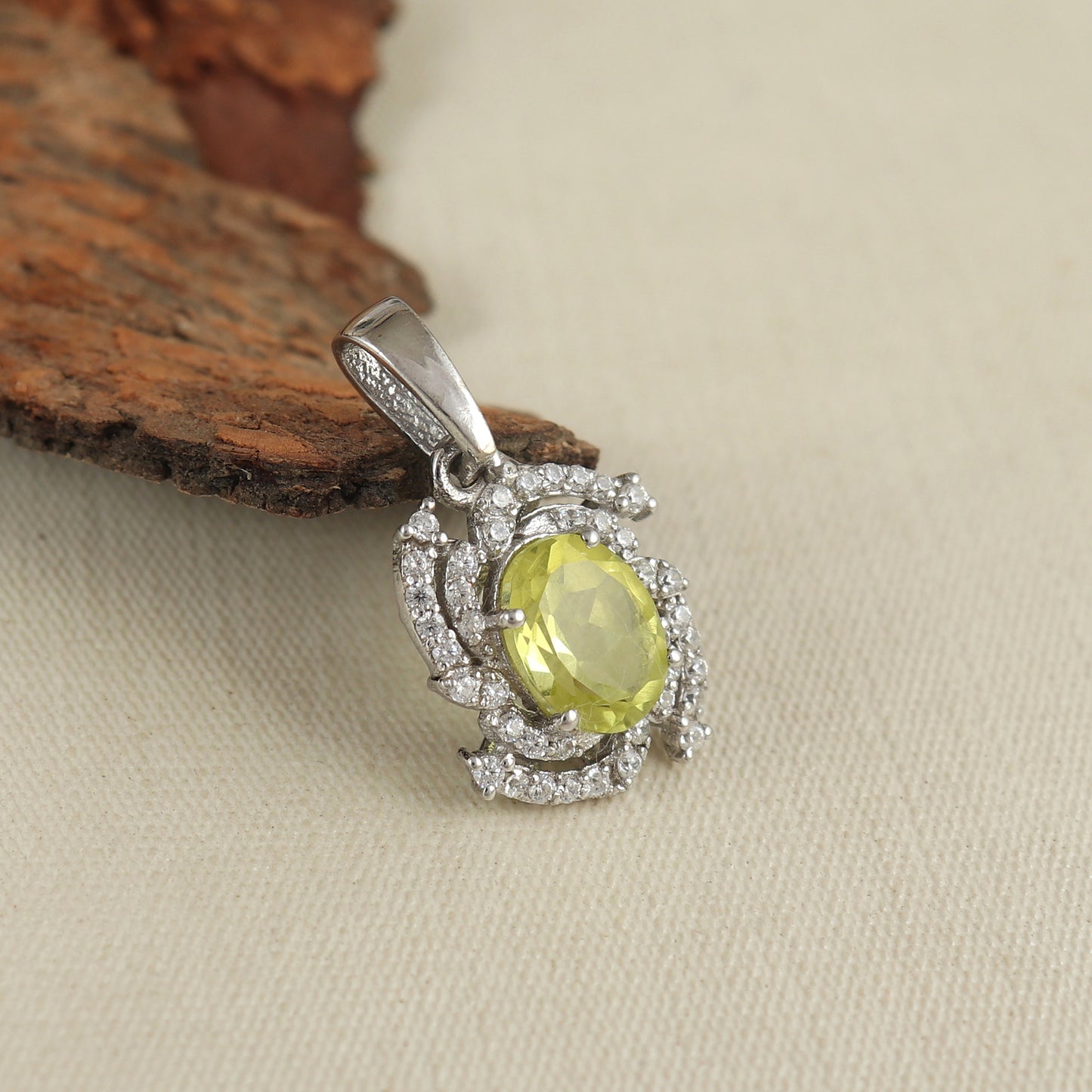 Natural Lemon Topaz Pendant-925 Sterling Silver Chain Pendant-Oval Cut Gemstone Pendant-Lemon Cluster Pendant-Christmas Gift-women Jewelry