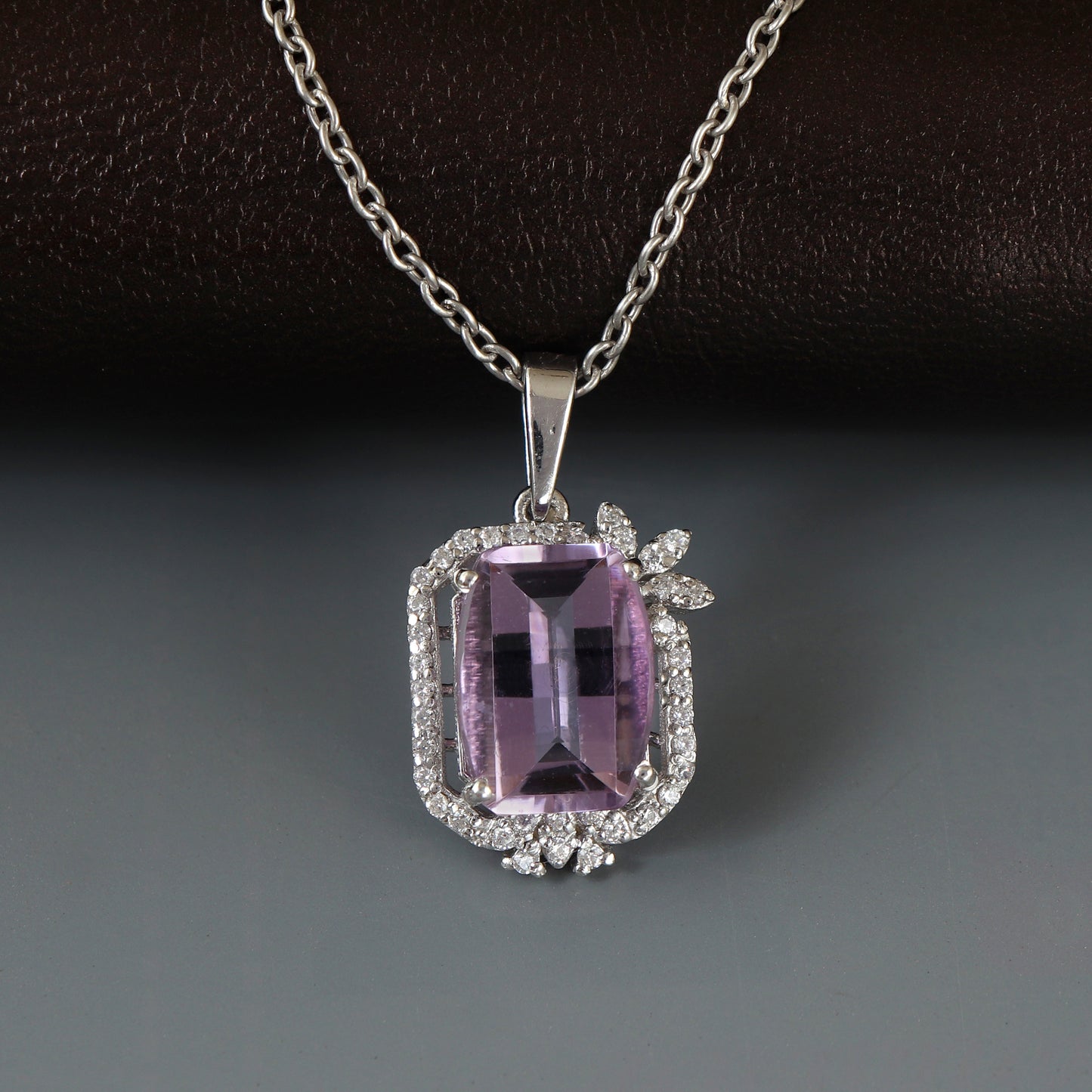 Purple Amethyst Pendant-925 Sterling Silver Pendant-Octagon Amethyst Pendant-February Birthstone Pendant-Chain Pendant-Wedding Gift for Her