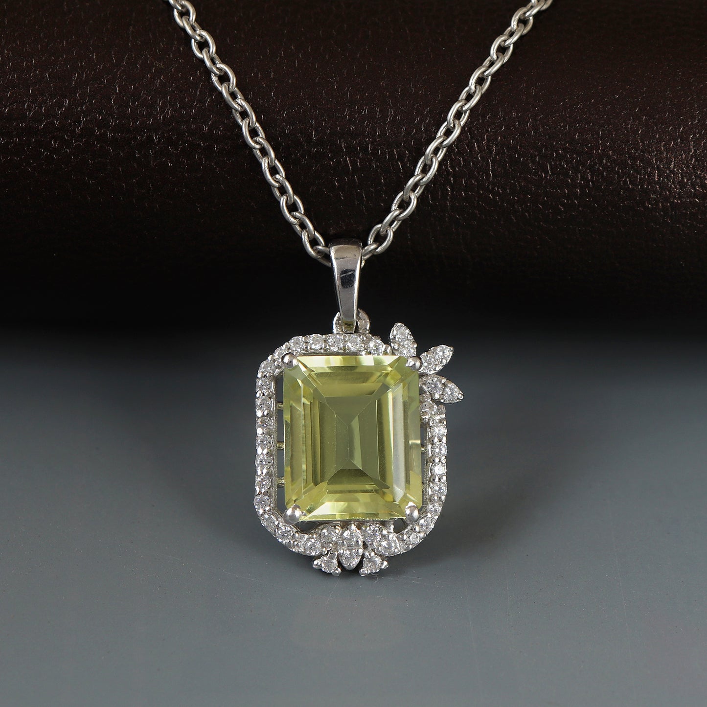 Lemon Topaz Pendant-925 Sterling Silver Chain Pendant-Octagon Cut Gemstone Pendant-Topaz Cluster Pendant-Handmade Pendant Gift for Her