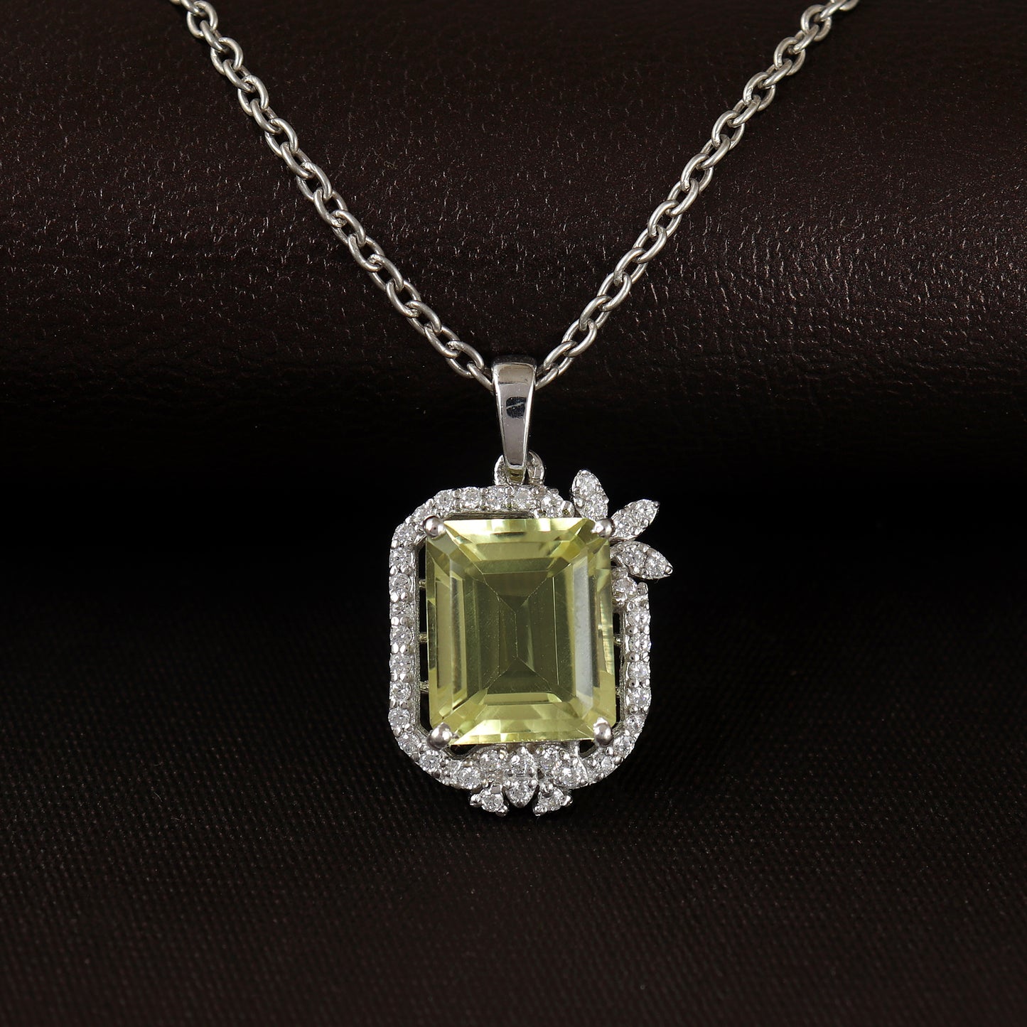 Lemon Topaz Pendant-925 Sterling Silver Chain Pendant-Octagon Cut Gemstone Pendant-Topaz Cluster Pendant-Handmade Pendant Gift for Her