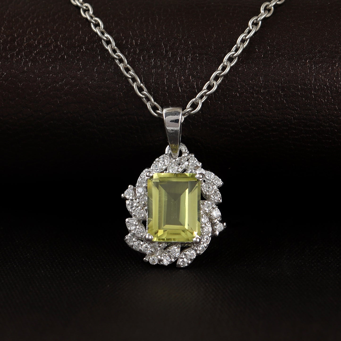 Lemon Topaz Pendant-925 Sterling Silver Chain Pendant-Octagon Cut Gemstone Pendant-Topaz Cluster Pendant-Handmade Pendant Gift for Her