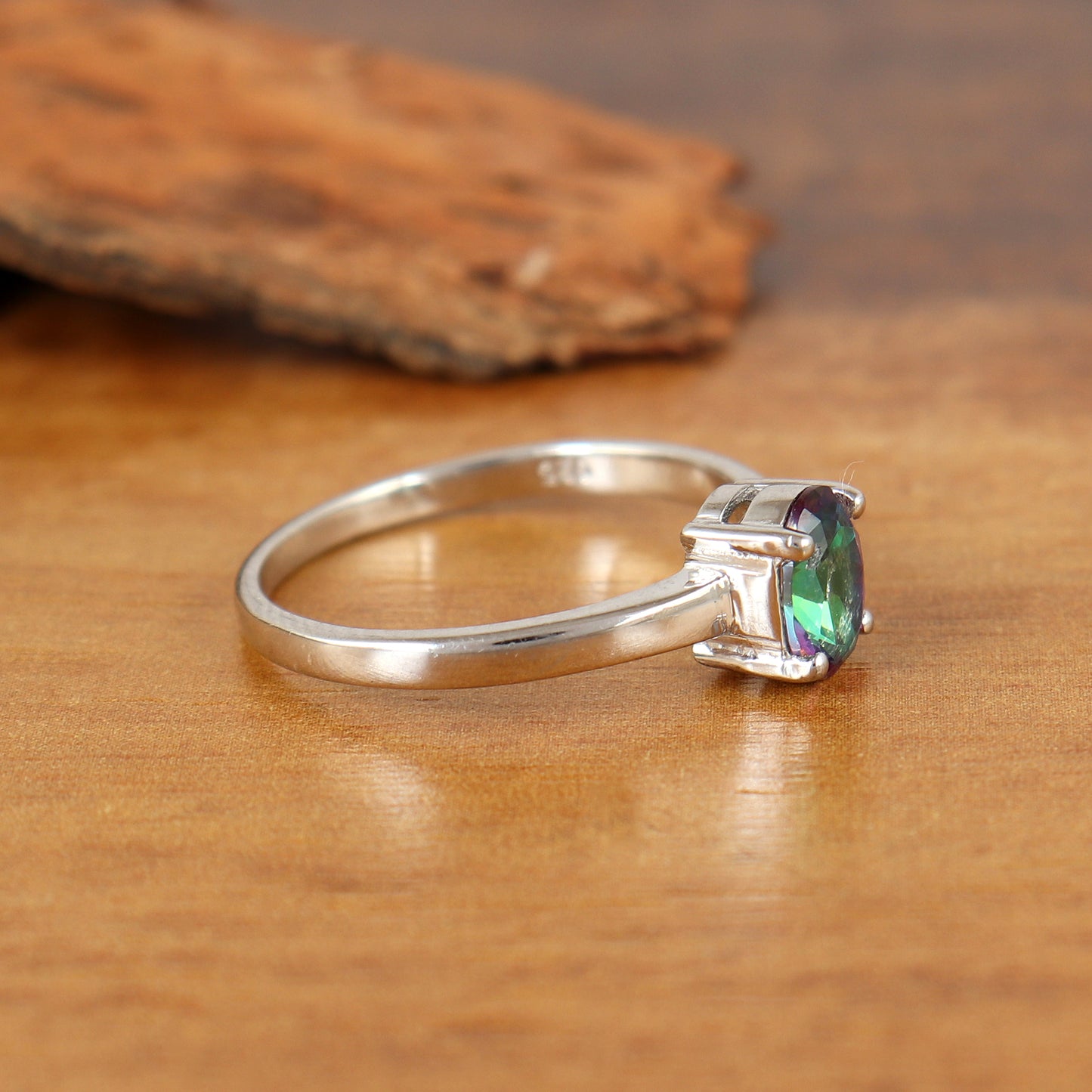 Natural Mystic Topaz Oval Gemstone Ring-925 Sterling Silver Ring-Mystic Topaz Ring- November Birthstone Ring-Engagement Gift-Wedding Ring