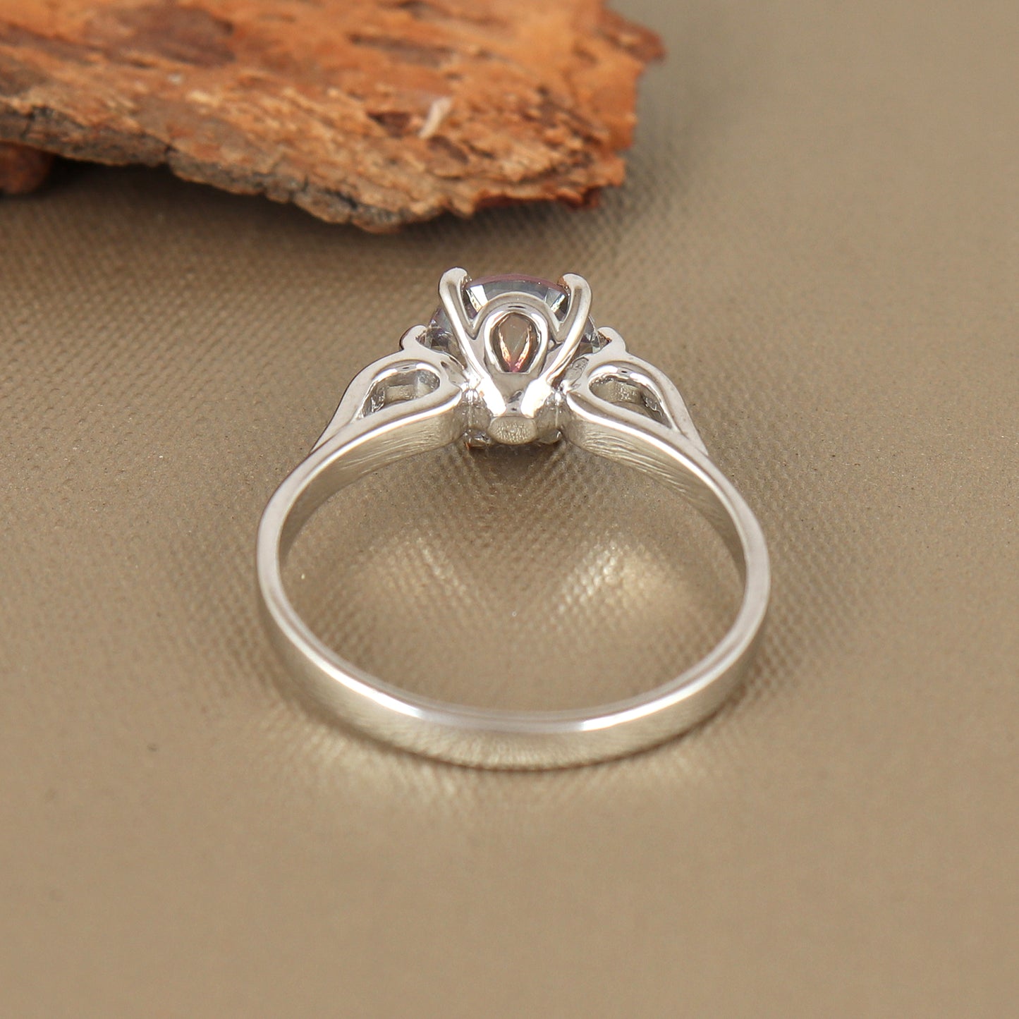 Mystic Topaz Round Gemstone Ring-925 Sterling Silver-Rainbow Topaz Ring-Dainty Engagement Ring-Prong Set Mystic Ring-Wedding Gift for Her