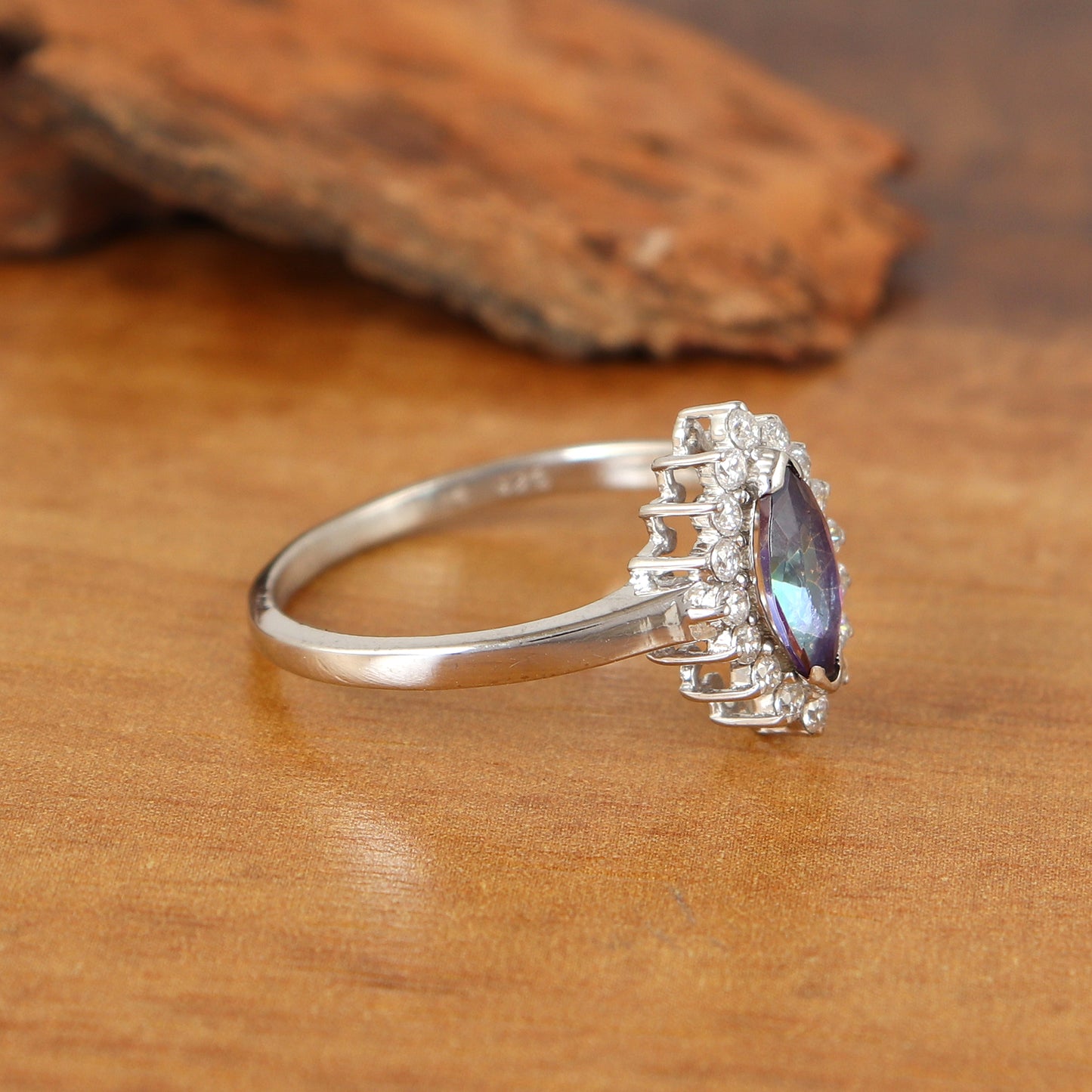 Natural Mystic Topaz Cluster Ring-925 Sterling Silver Ring-Rainbow Topaz Ring-Marquise Cut Gemstone Ring-Mystic Topaz Jewelry-Gift for Her