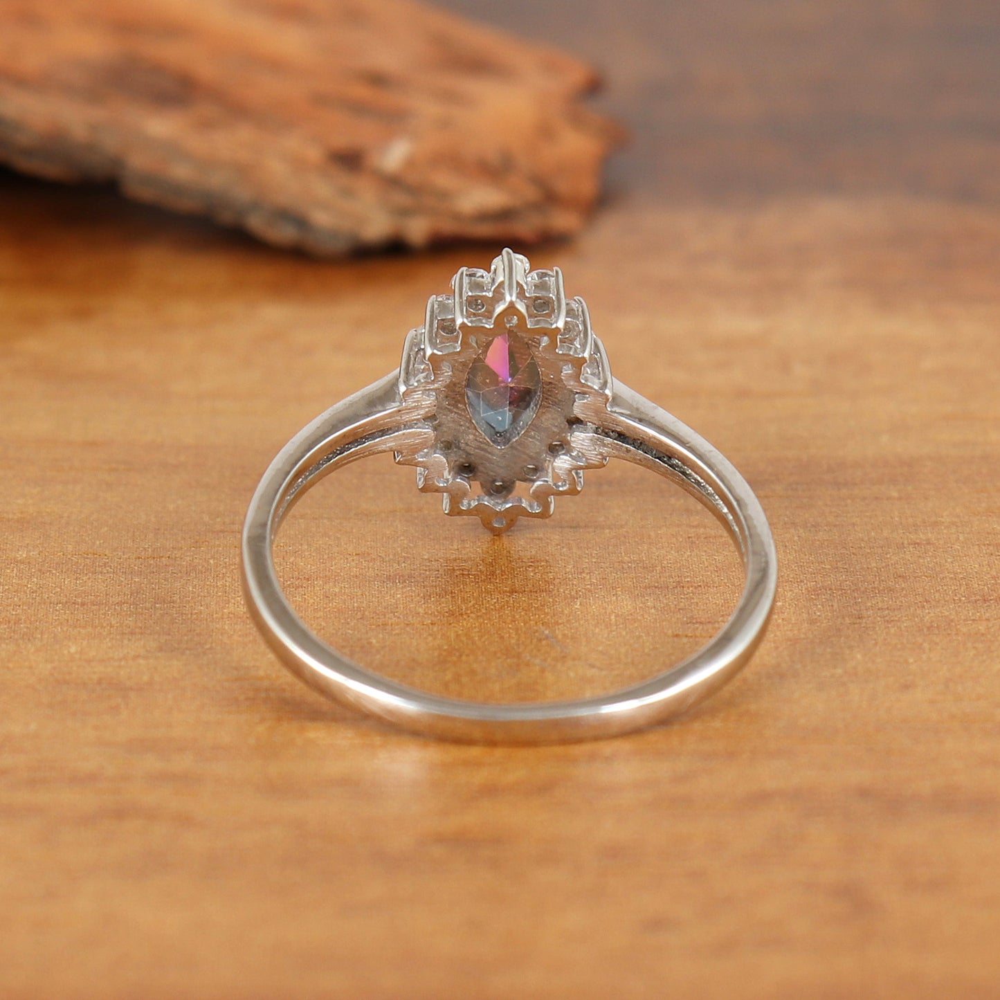 Natural Mystic Topaz Cluster Ring-925 Sterling Silver Ring-Rainbow Topaz Ring-Marquise Cut Gemstone Ring-Mystic Topaz Jewelry-Gift for Her