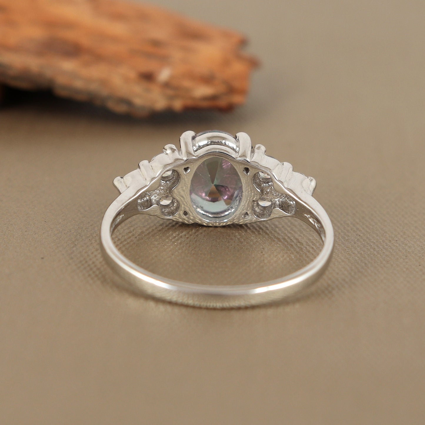 Natural Mystic Topaz Oval Gemstone Ring-925 Sterling Silver-Mystic Topaz Ring-Rainbow Topaz Ring-Mystic Topaz Cluster Ring-Wedding Gift