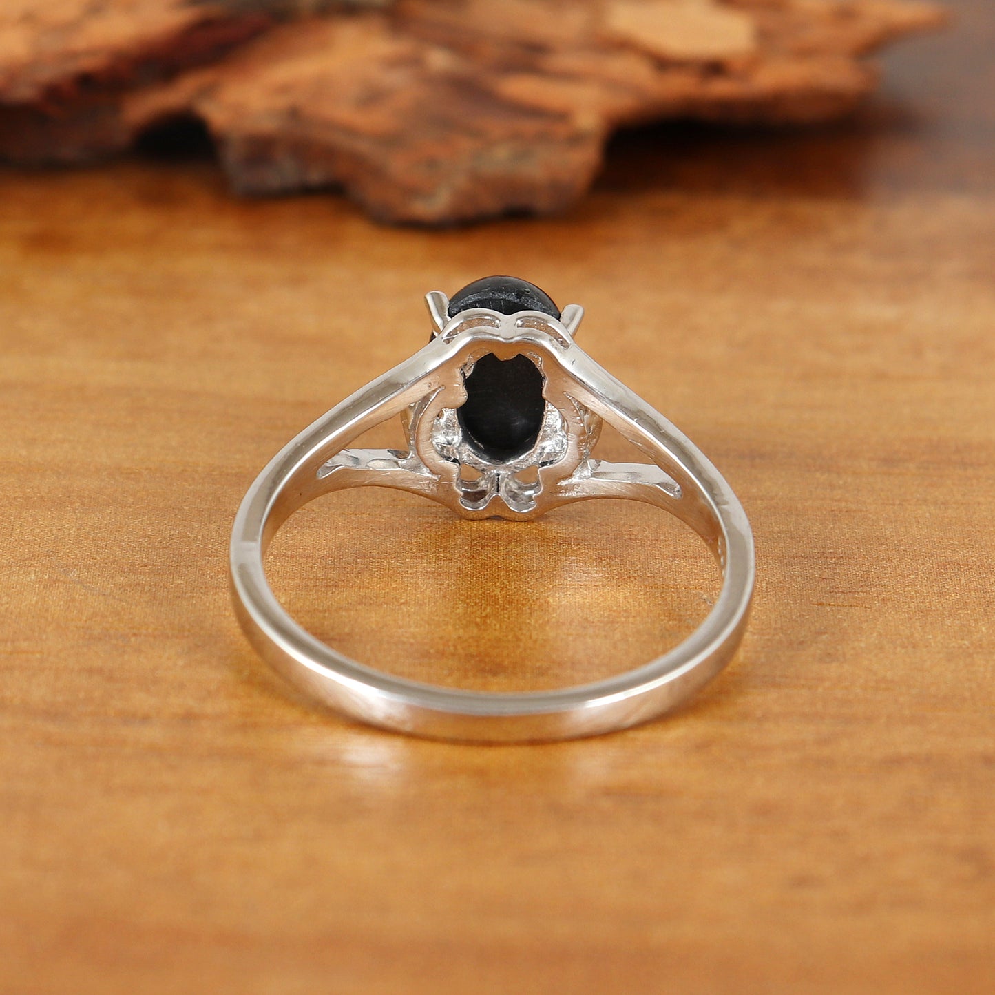 Black Star Sapphire Ring-925 Sterling Silver Ring-Black Star Ring-Oval Cabochon Ring-Black Star Silver Ring-Black Star Jewelry-Gift for Her