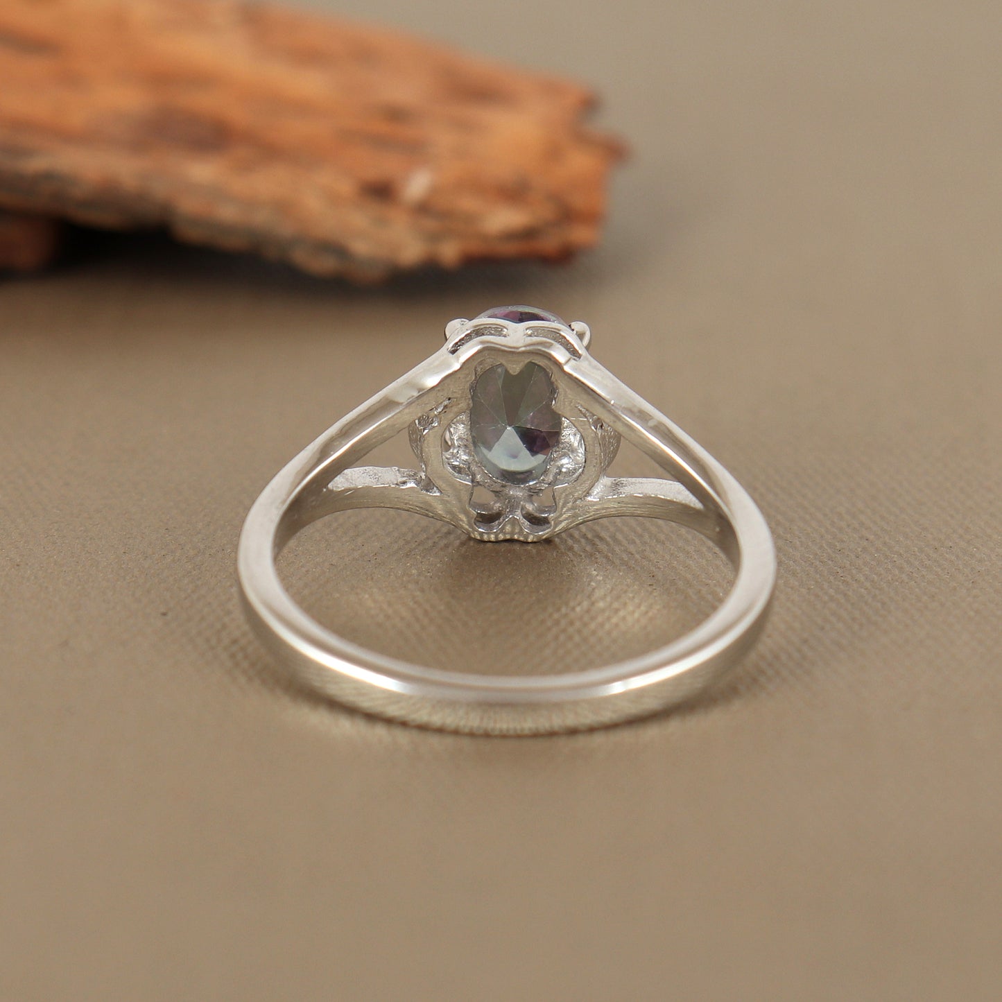 Mystic Topaz Sterling Silver Ring-Oval Cut Gemstone Ring-Rainbow Topaz Ring-Handmade Ring-Mystic Topaz Women's Jewelry-Wedding Gift for Her