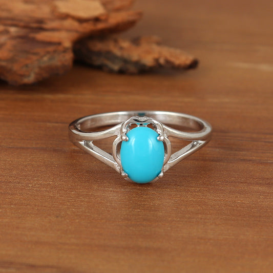 Sleeping Beauty Turquoise Ring-925 Sterling Silver Ring-Oval Cabochon Turquoise Ring-Turquoise Jewelry-Perfect Gift-Women's Jewelry for Gift (Copy)