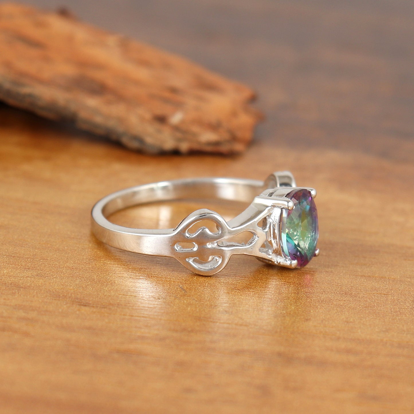 Natural Mystic Topaz Ring-925 Sterling Silver Ring-Rainbow Topaz Ring-Mystic Topaz Silver Ring-Handmade Ring-Multi Fire Gemstone Ring