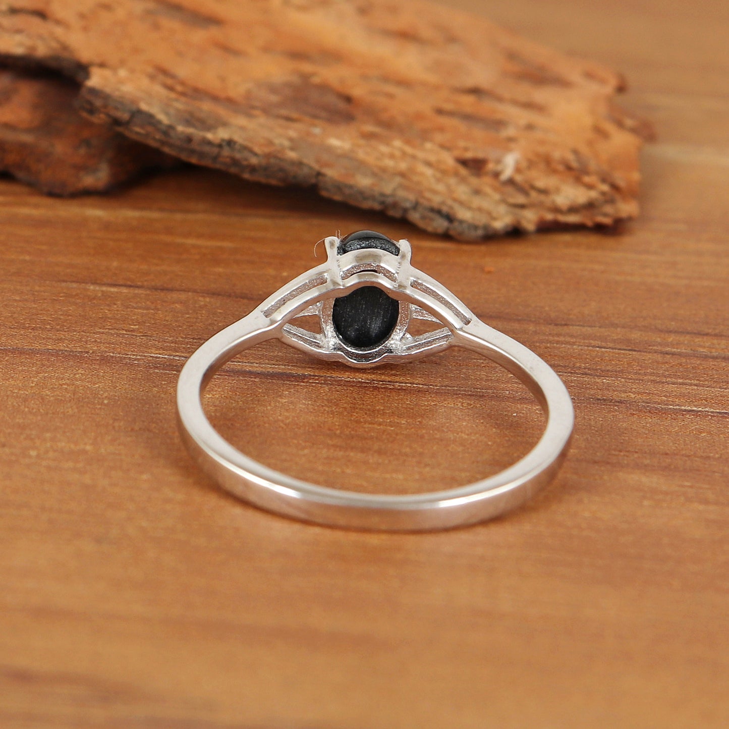 Natural Black Star Ring-925 Sterling Silver-Engagement Ring-Black Star Statement Ring-Black Star Sapphire Ring-Anniversary Gift for Her