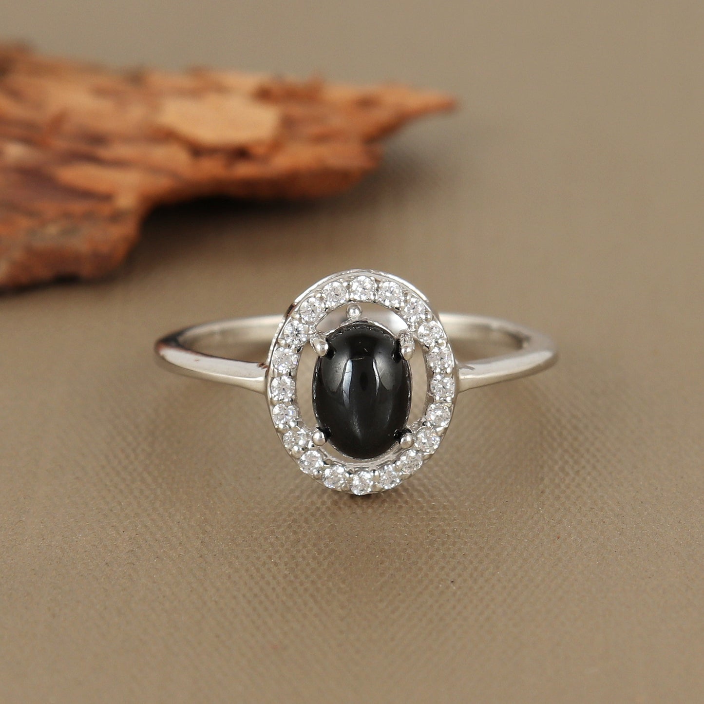 Black Star Cluster Ring-925 Sterling Silver Ring-Oval Cabochon Gemstone Ring-Black Star Statement Ring-Handmade Ring-Perfect Gift for Her