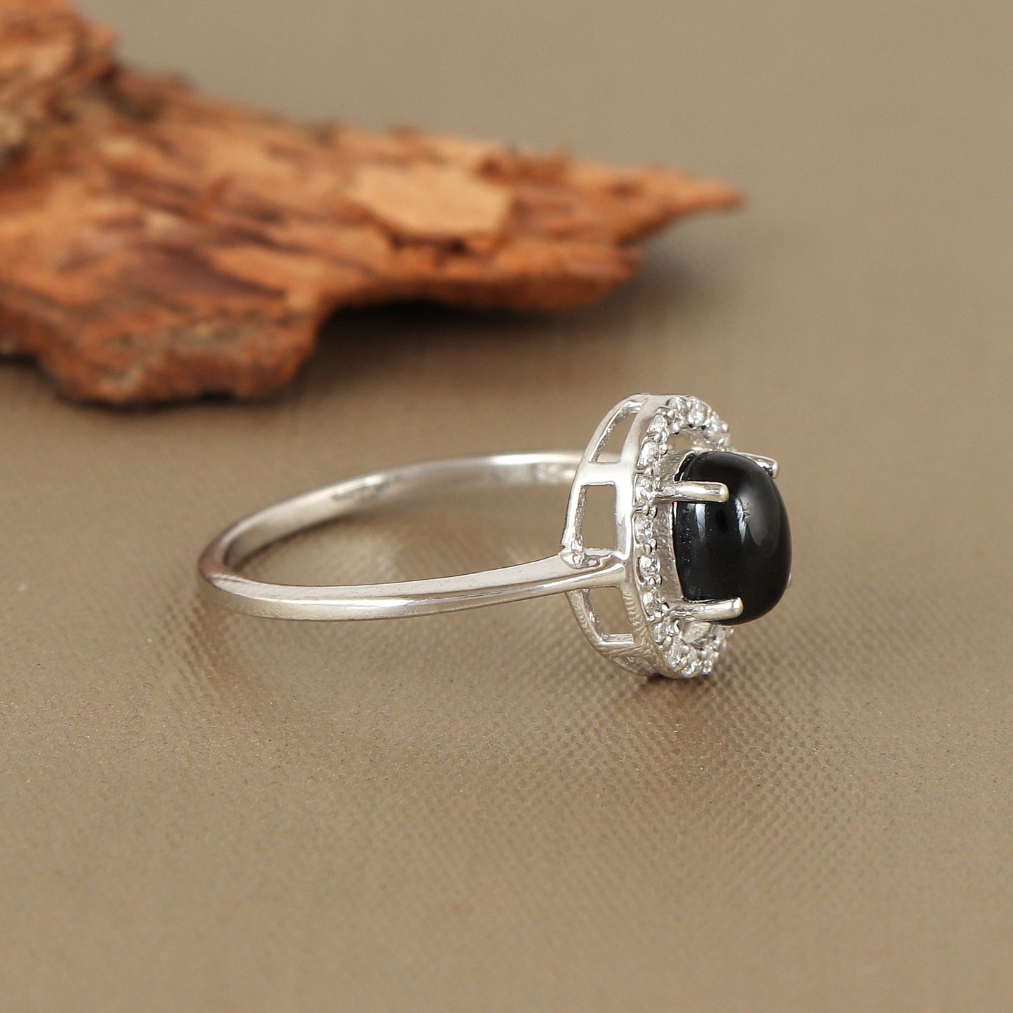 Black Star Cluster Ring-925 Sterling Silver Ring-Oval Cabochon Gemstone Ring-Black Star Statement Ring-Handmade Ring-Perfect Gift for Her