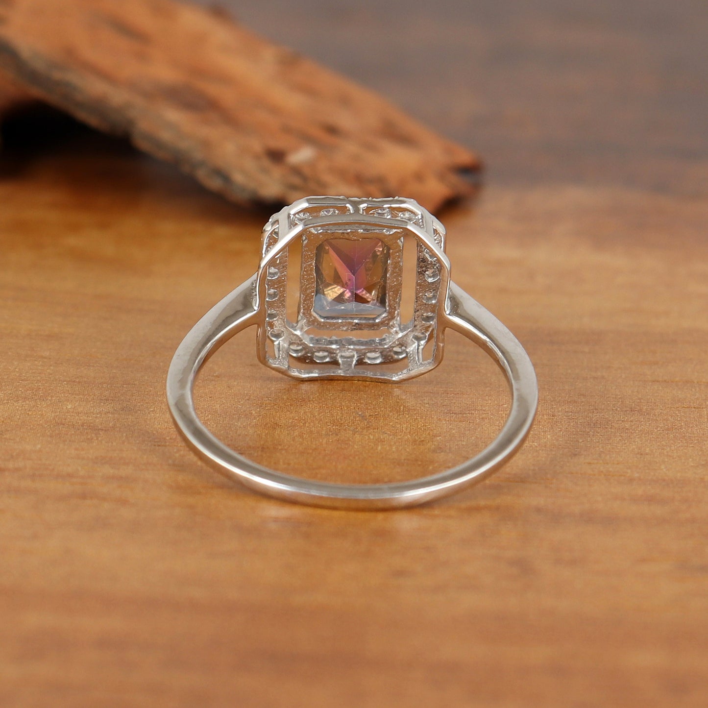Natural Mystic Topaz Cluster Ring-925 Sterling Silver-Rainbow Topaz Ring-Octagon Gemstone Ring-Mystic Topaz Jewelry-Anniversary Gift for Her