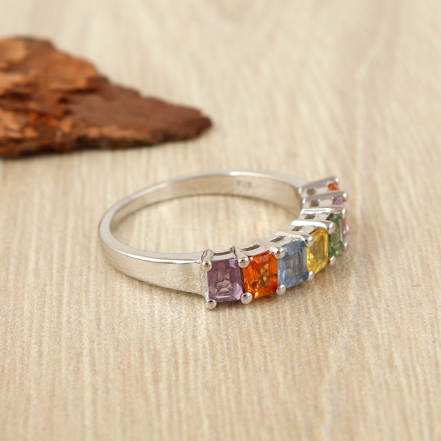 Natural Multi Sapphire Ring-925 Sterling Silver Ring-Precious Gemstone Ring-September Birthstone -Wedding Gift-Promise Ring Wedding Gift