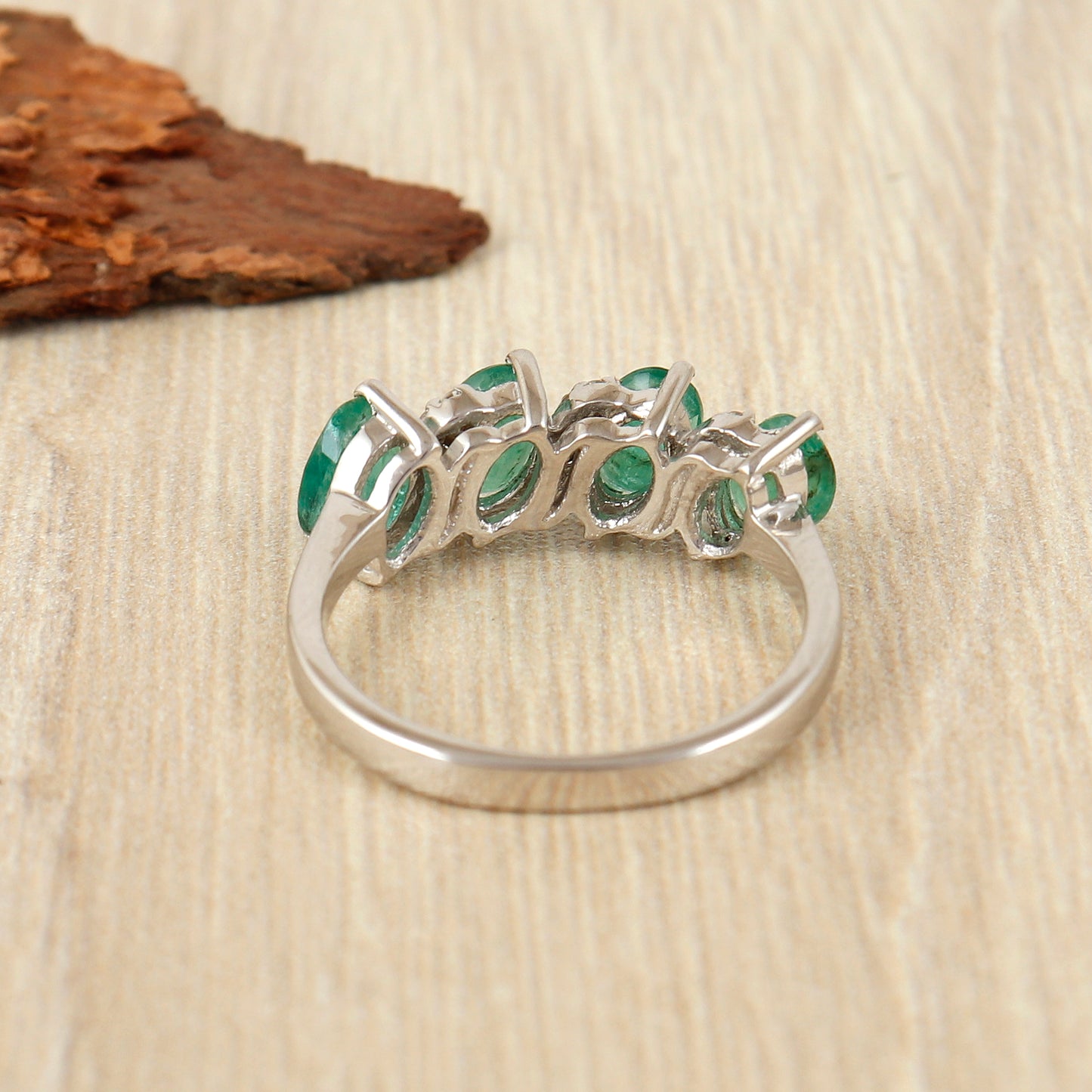 Natural Emerald Ring-925 Sterling Silver-May Birthstone-Statement Ring-Green Stone Ring-Cluster Ring-Engagement Ring-Wedding Gift For Her