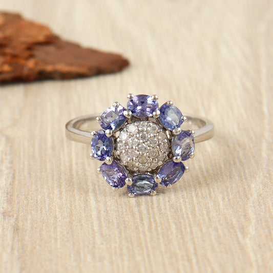 Natural Tanzanite Wedding Ring-925 Sterling Silver Ring-December Birthstone Ring-Engagement Gift-Tanzanite Jewelry-Anniversary Gift for Her (Copy)